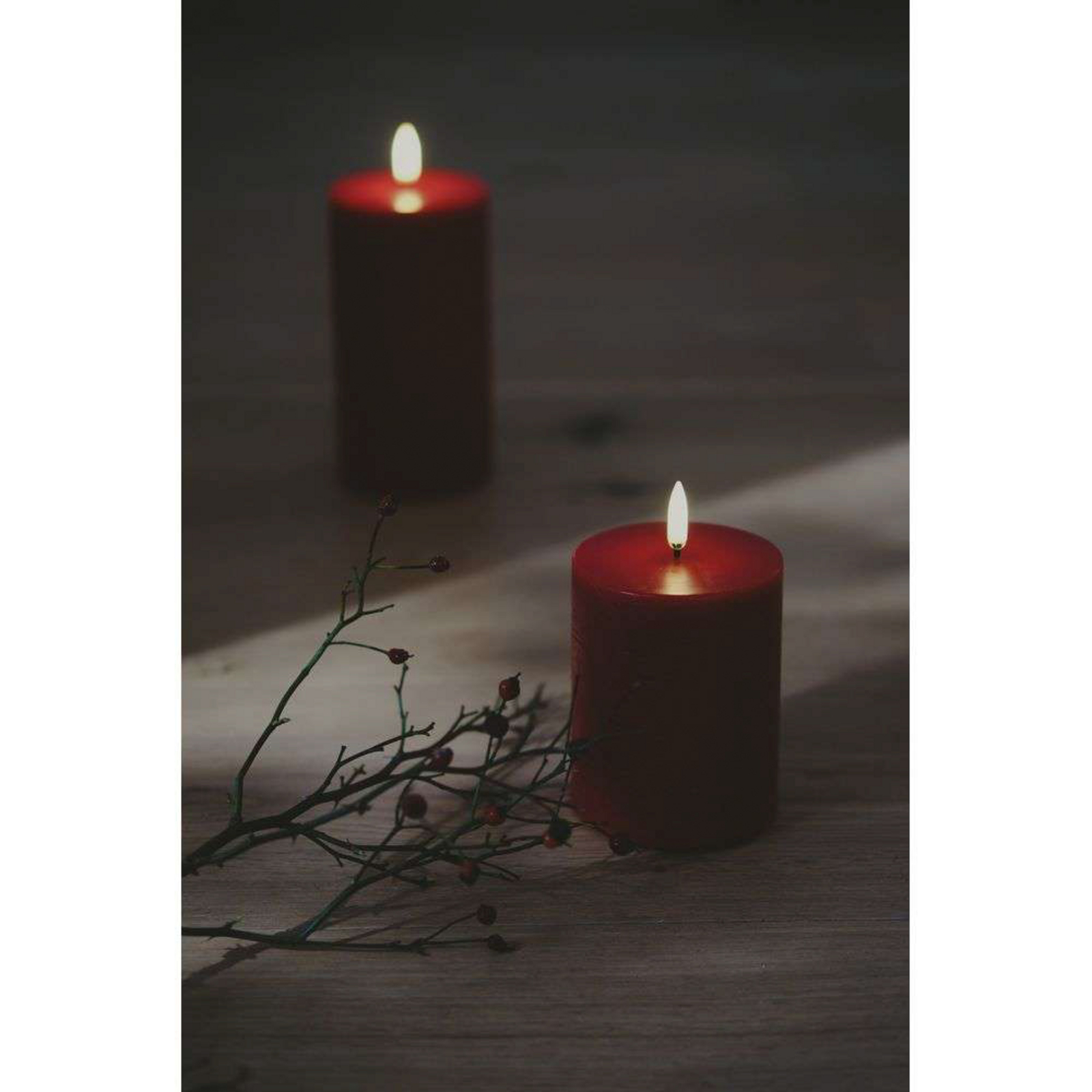 Pillar Candle LED 7,8 x 20,3 cm Rustic Carmine Red - Uyuni Lighting