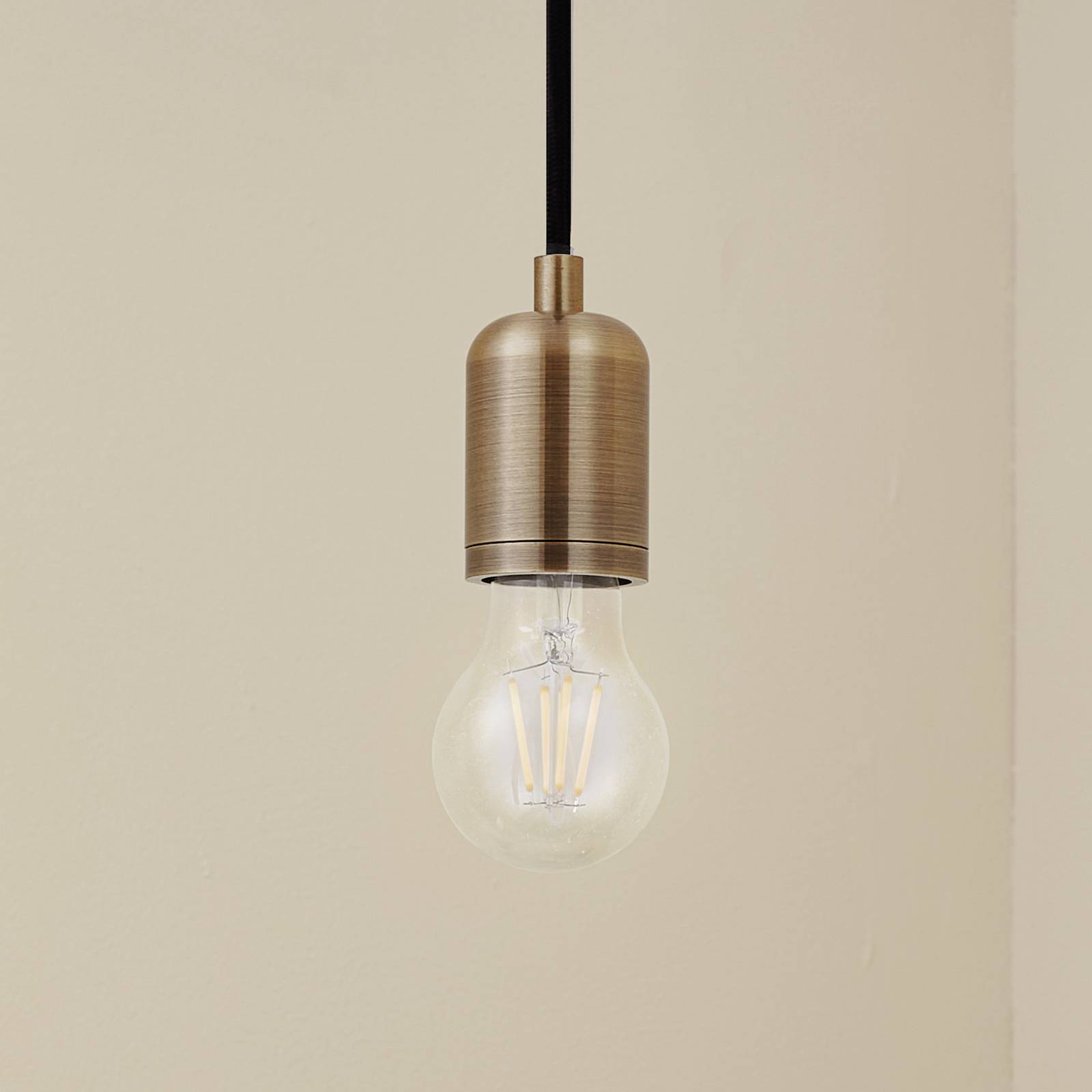 Lampa wisząca Lindby Hattie, mosiądz, Ø 4,7 cm, metal, E27