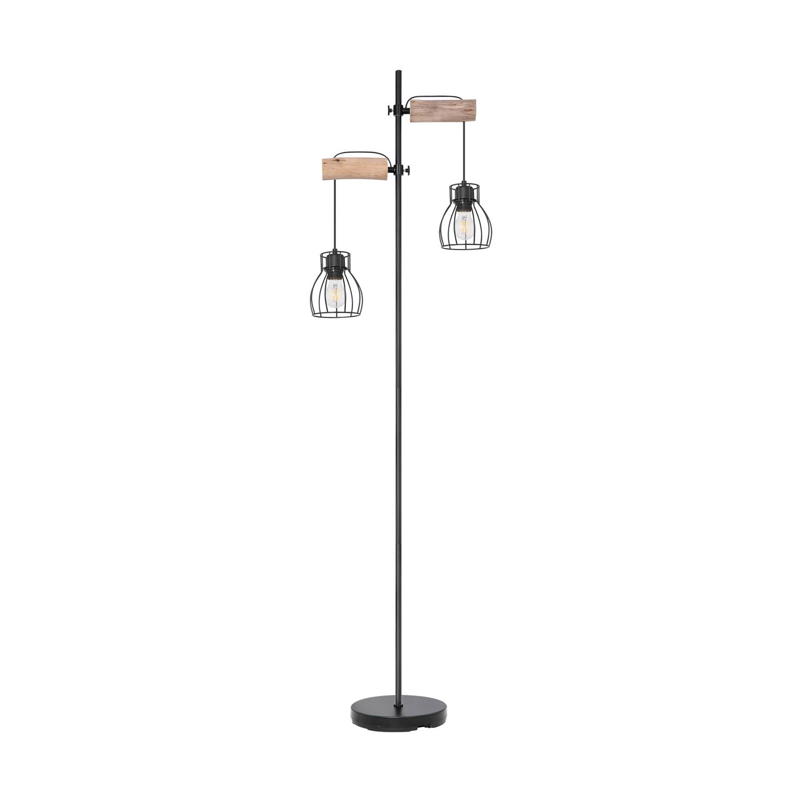 Lampa stojąca Mina, czarny/brązowy, wysokość 168 cm, metal/drewno