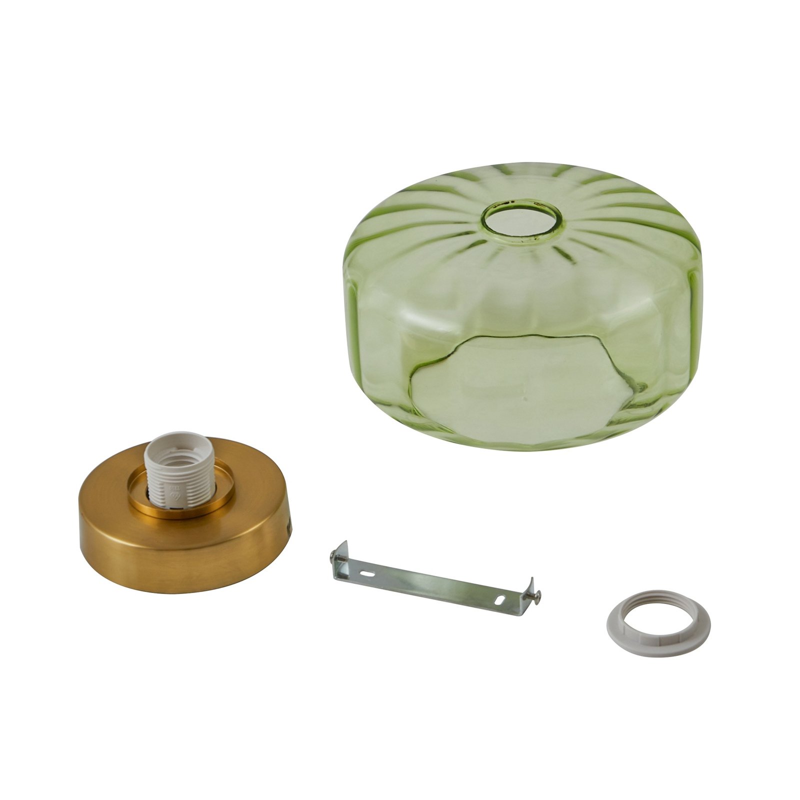 Lindby ceiling light Hildur, green, glass, Ø 22 cm