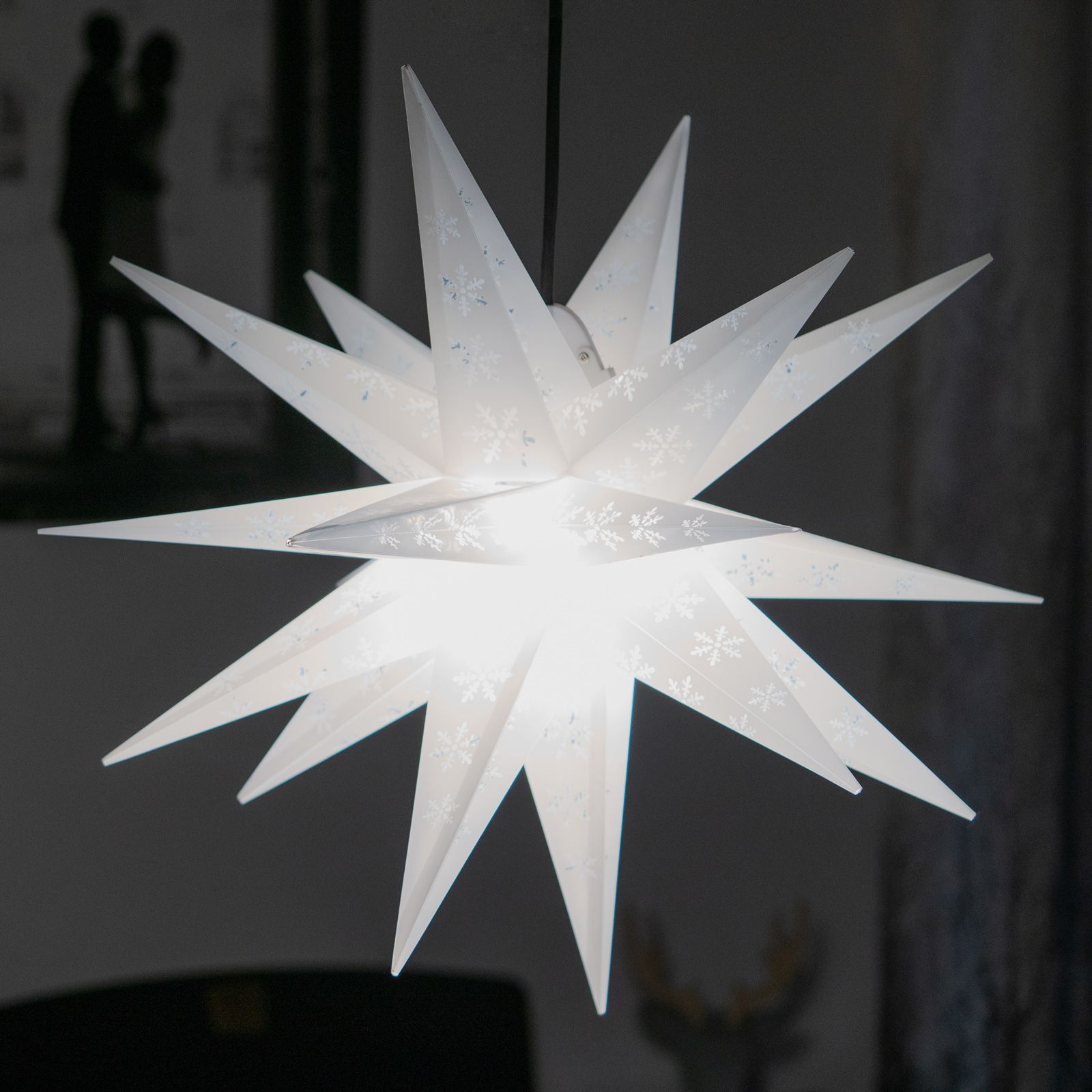 Estrella copo de nieve exterior, 18 puntas impresa