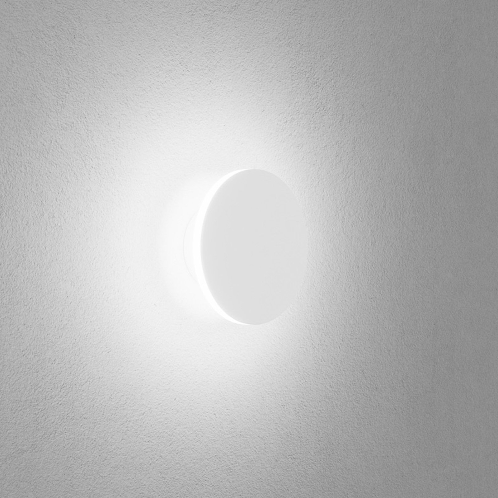 Aplique de pared LED Orbit de Egger, blanco, Ø 12,5 cm, aluminio, 2.700 K