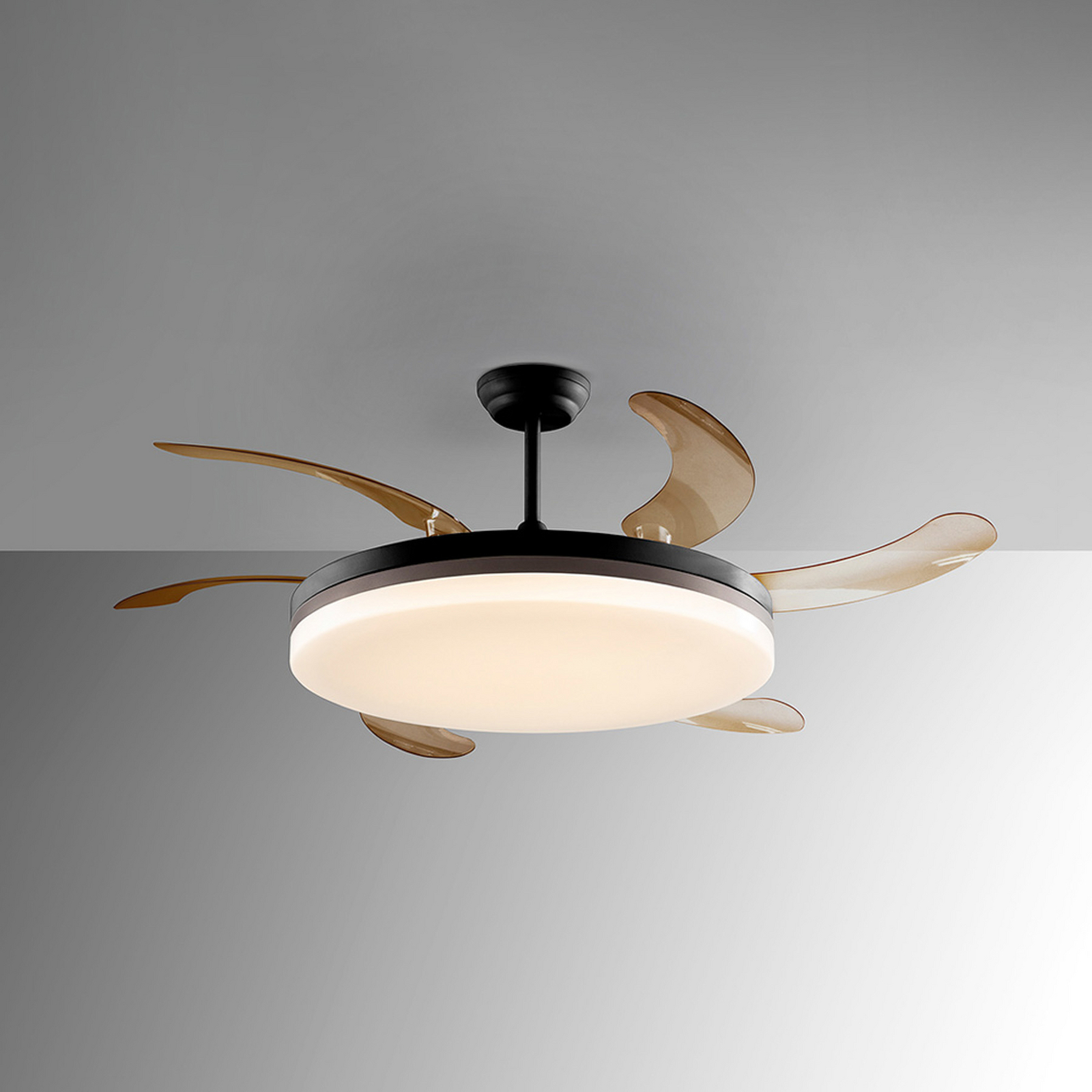 LED stropni ventilator Vento črn/bronast/dimast Ø 150, tih