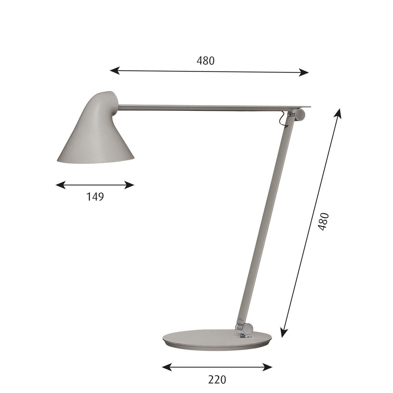 Louis Poulsen NJP stolní lampa 2 700 K světle šedá