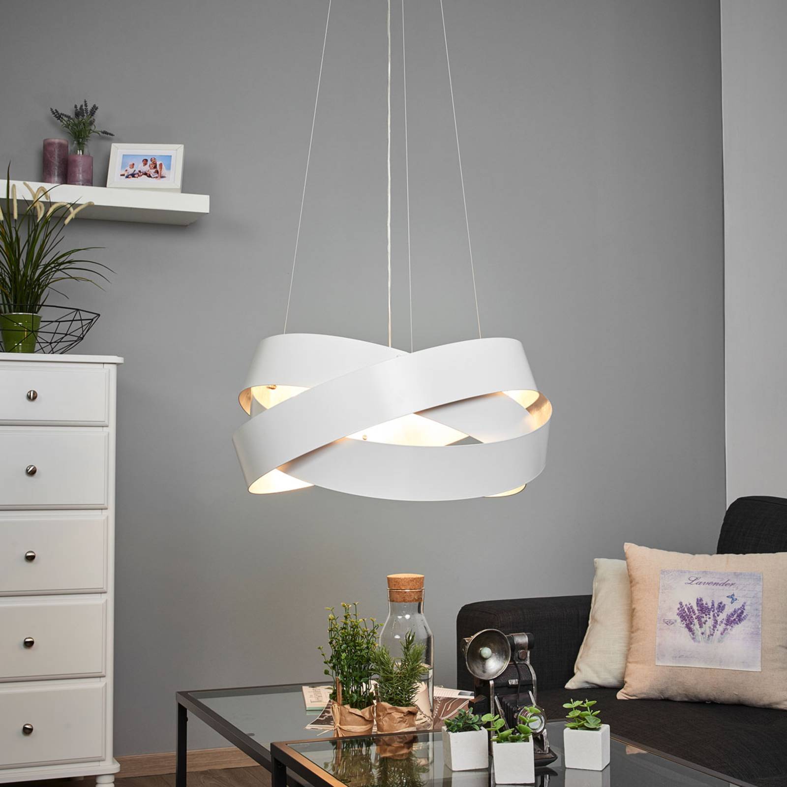 Lampa wisząca Pura biały/srebrny, 60cm, 8x G9