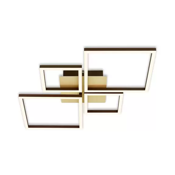 Lampenwelt LED-Deckenlampe Frame, gold, dimmbar, 4-flammig