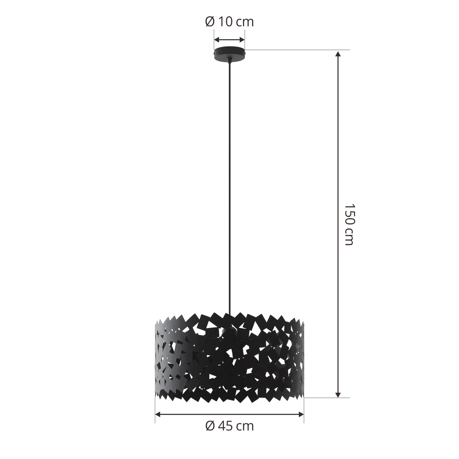 Lucande hanglamp Aeloria, zwart, Ø 45 cm, ijzer, E27