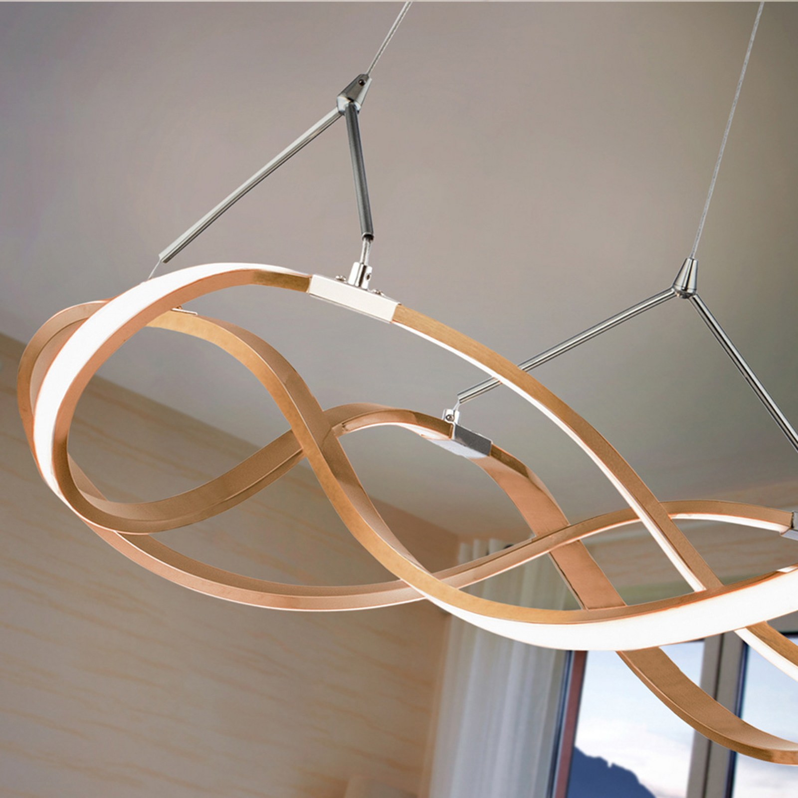 Żyrandol LED Molly, różowe złoto, Ø 53 cm, włączanie/wyłączanie Żyrandol LED Molly, różowe złoto, Ø 53 cm, włączanie/wyłączanie