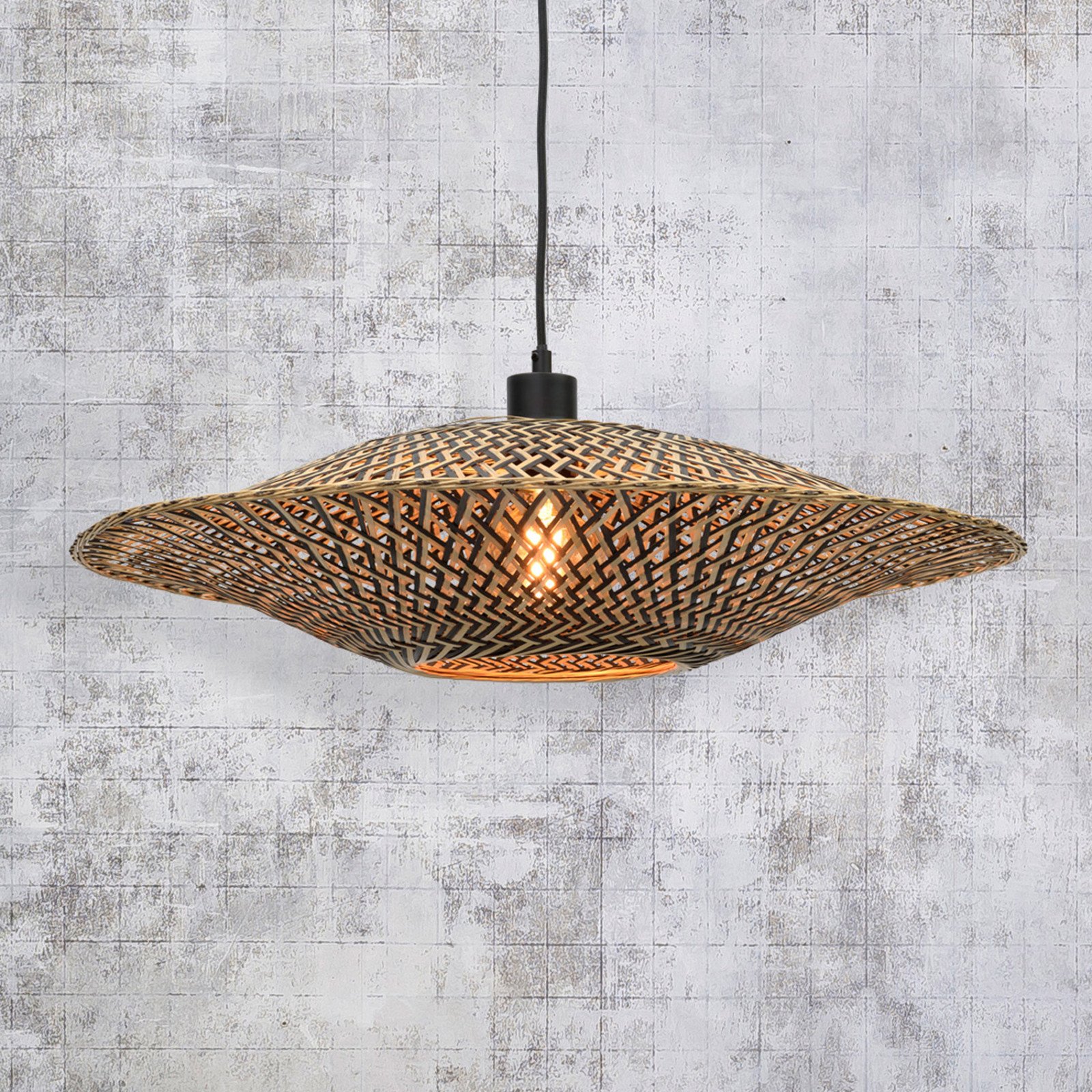 GOOD & MOJO Lampă suspendată Bali din bambus Ø 60 cm - Camera de zi / sufragerie - design - natural negru - Bamboo