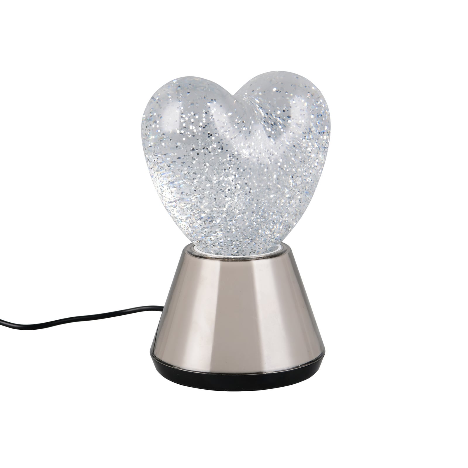 LED-bordlampe Estella Herz, røykfarget, plast, USB-tilkobling