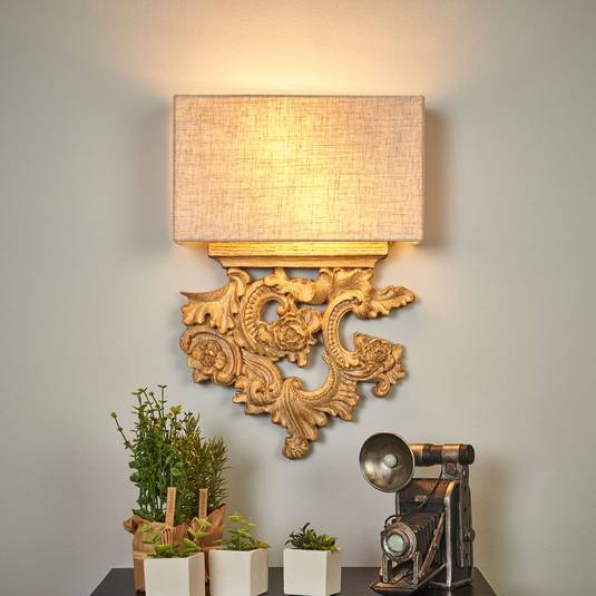 Delicately designed Peter fabric wall light | Lights.co.uk