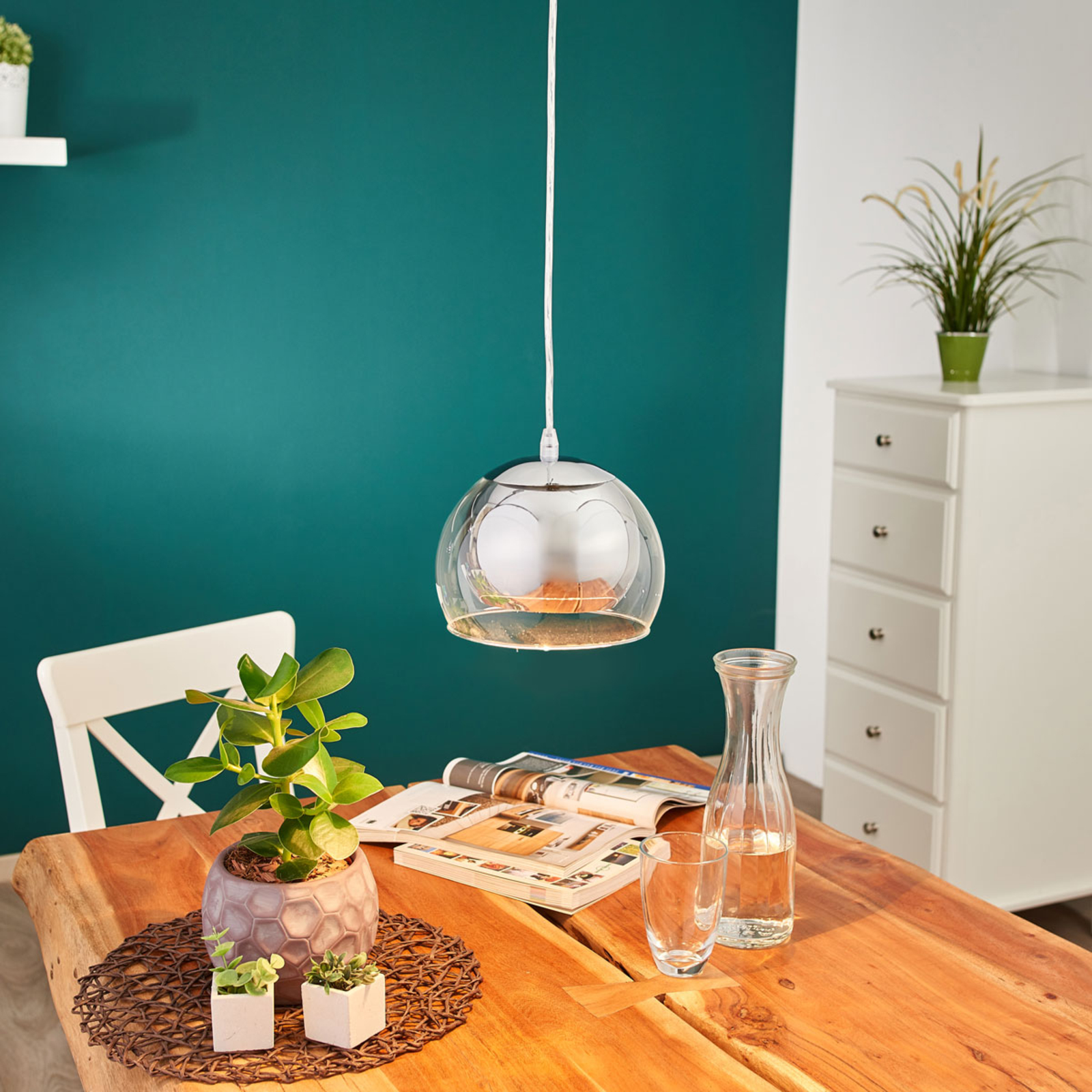 Hanglamp Rocamar 1-lamp in chroom