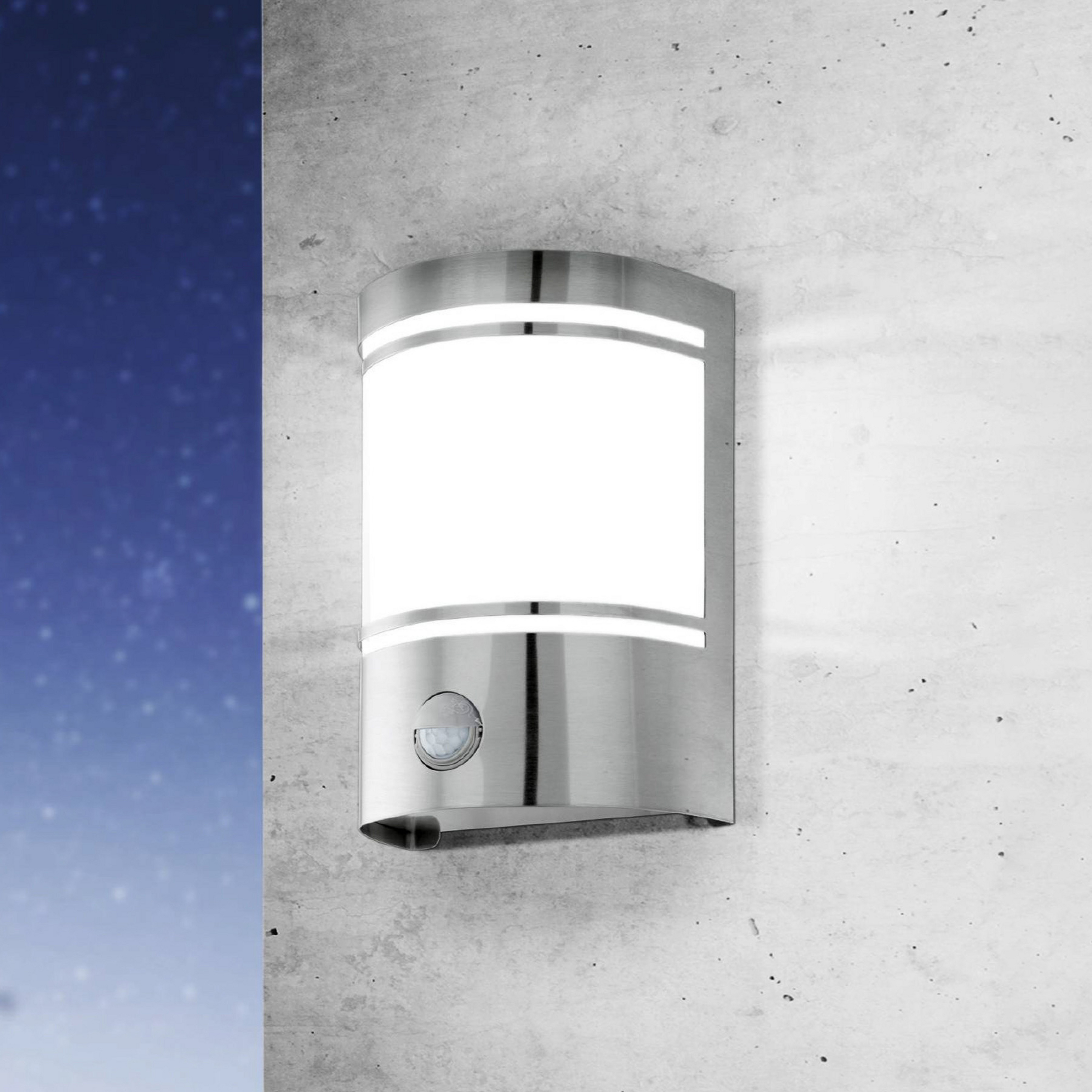 Utomhusvägglampa Cerno, rörelsevakt, stål