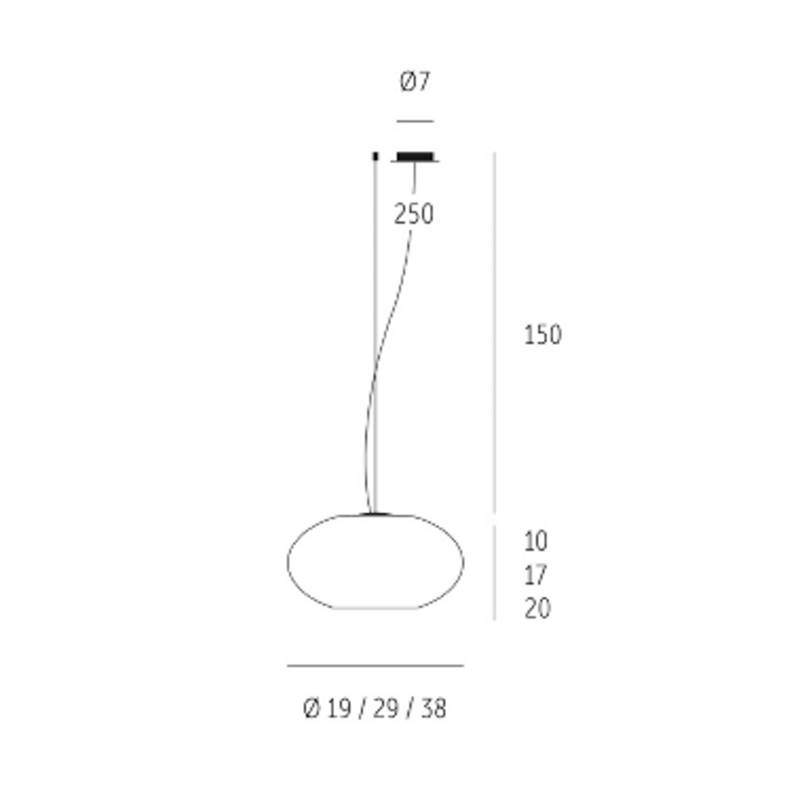 Lampada a sospensione vetro AIH 38 cm bianco opaco Lampada a sospensione vetro AIH 38 cm bianco opaco