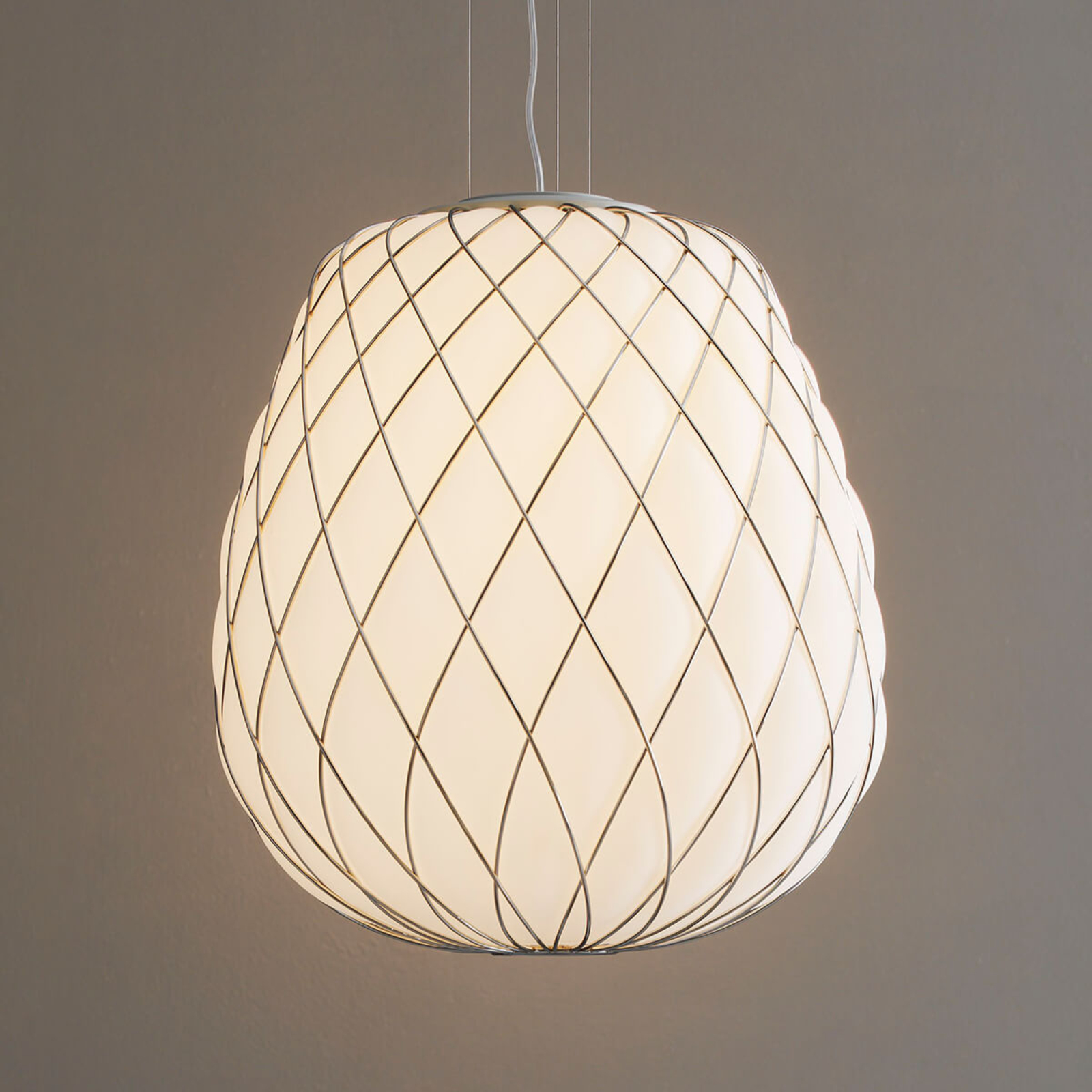 Pinecone - designer hanging light, milky glass