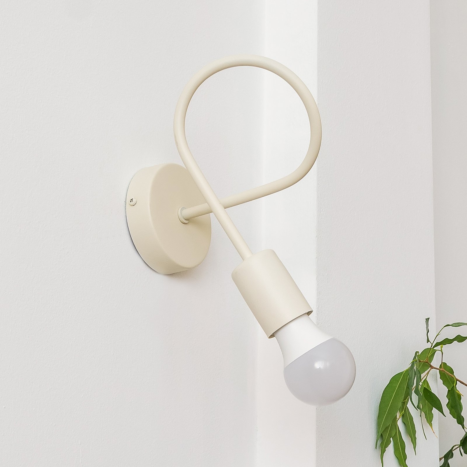 Oxford wall light, sand-coloured, metal, E27