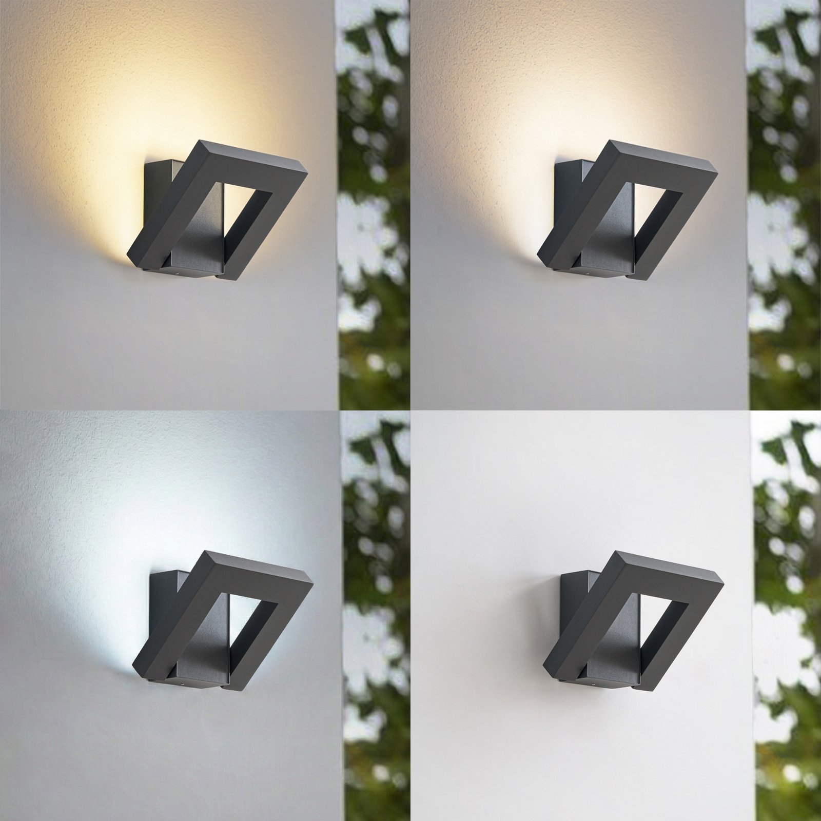 Lindby LED venkovní nástěnné svítidlo Orbin, šedé, naklápěcí, CCT, IP54 Lindby LED venkovní nástěnné svítidlo Orbin, šedé, naklápěcí, CCT, IP54