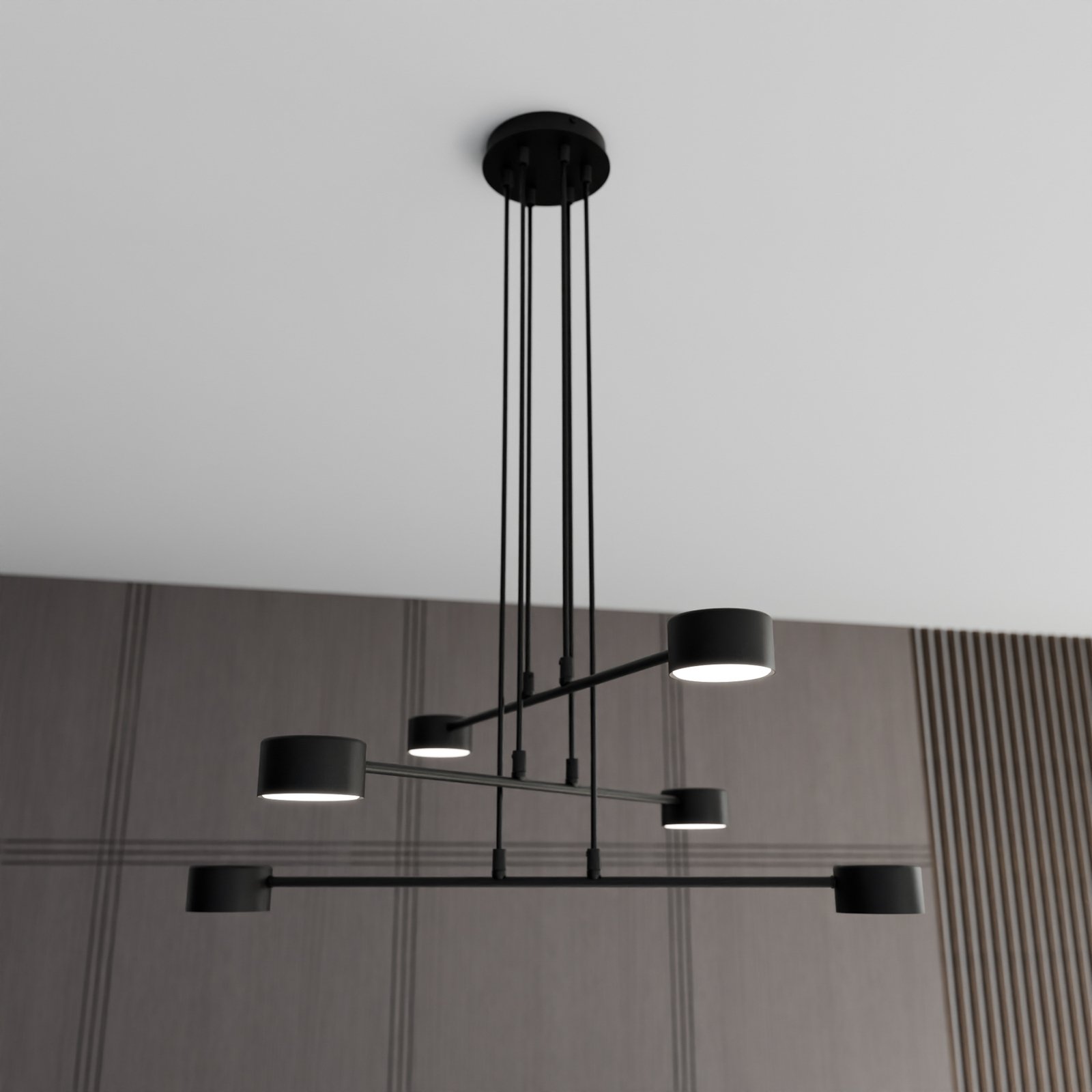 Suspension Modus 6, acier, à 6 lampes, GX 53, noir