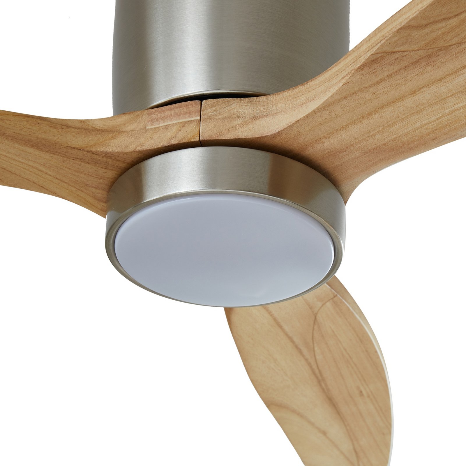 Lucande LED ceiling fan Faipari, nickel, DC,quiet,132cm