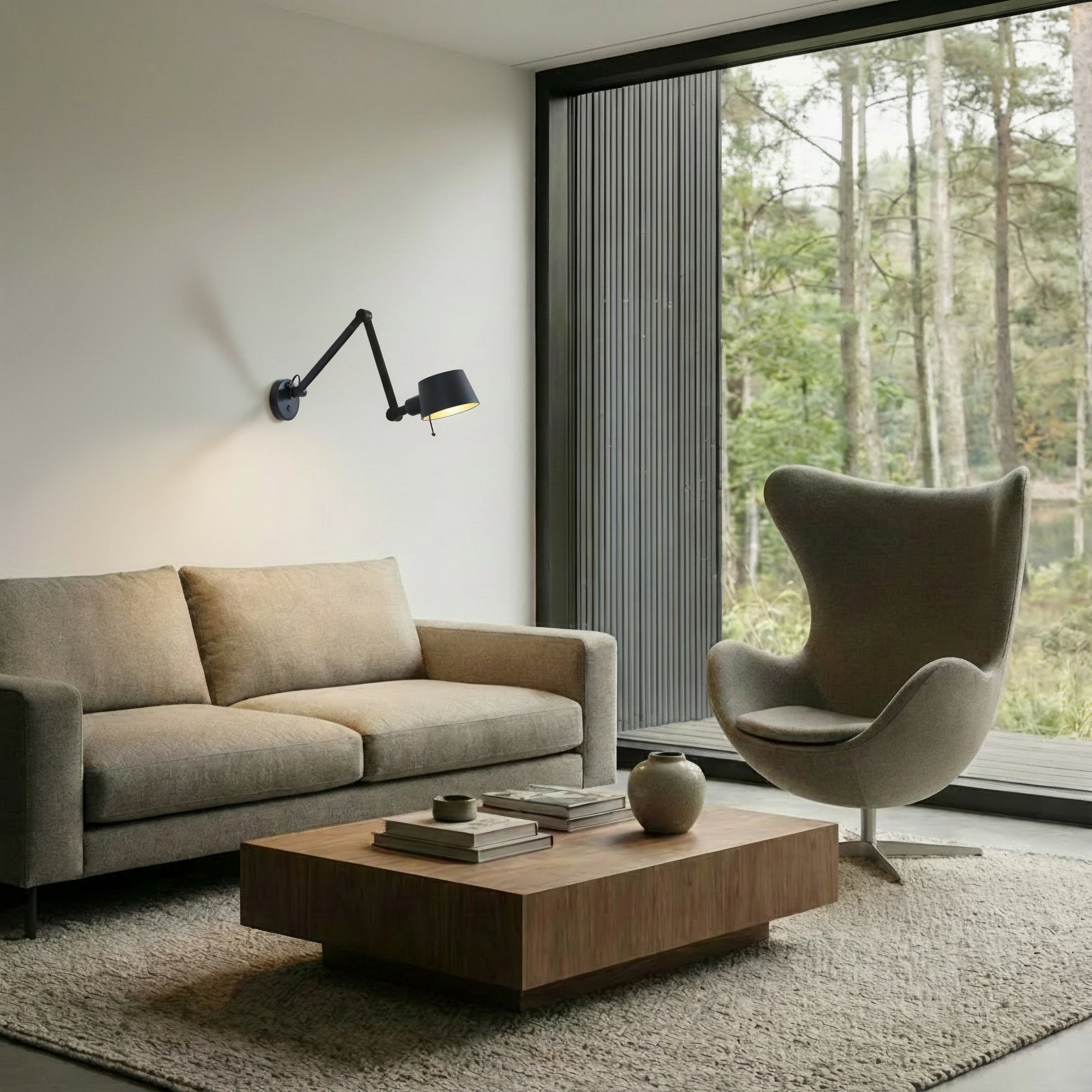 Lucande Wandleuchte Silka, 94 cm, schwarz, verstellbar, E27