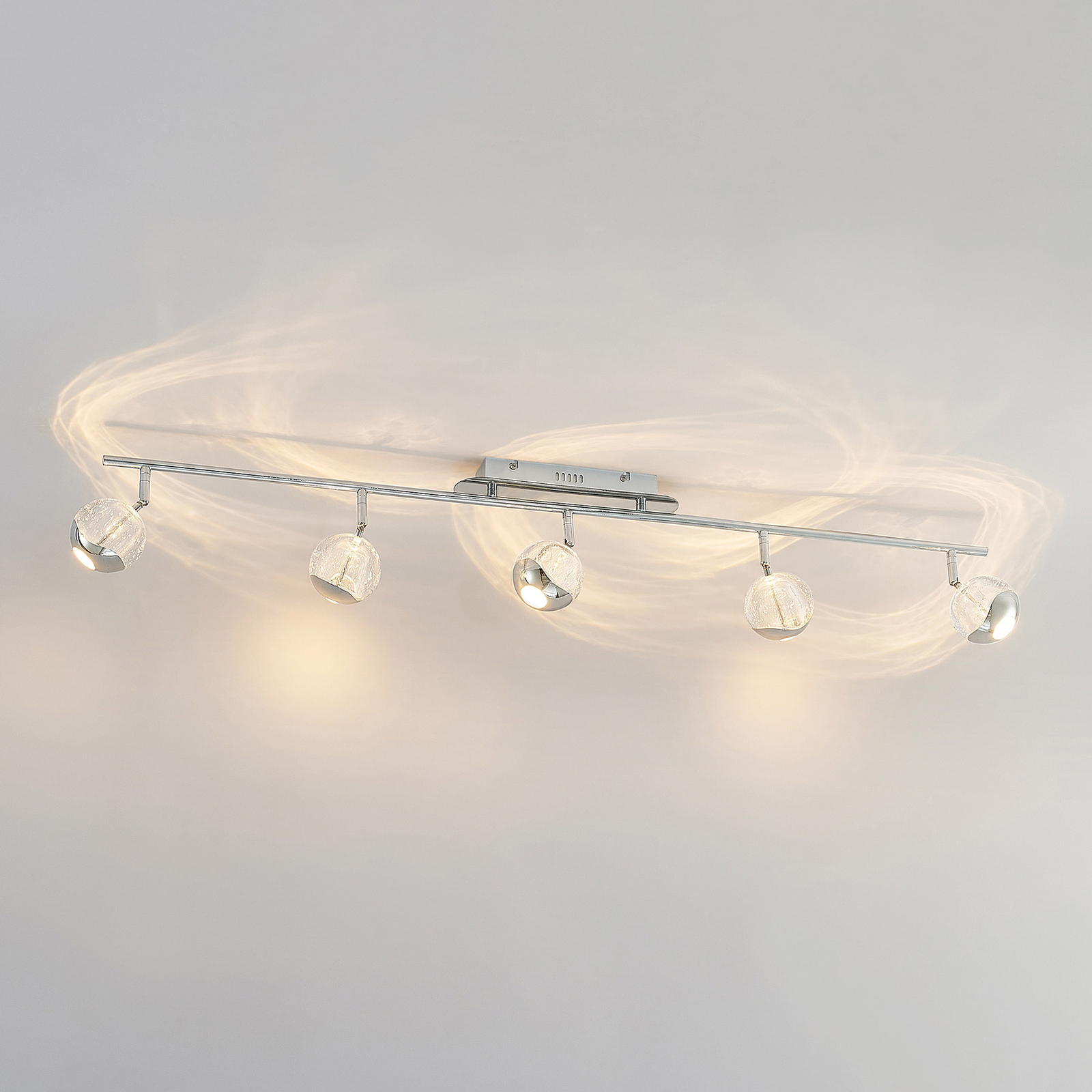 Lucande Kilio LED downlight, 5-bulb, chrome