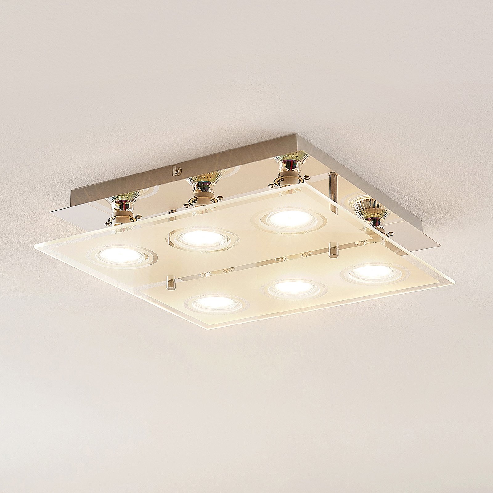 ELC Tahyla LED ceiling light, GU10, glass, 32 cm