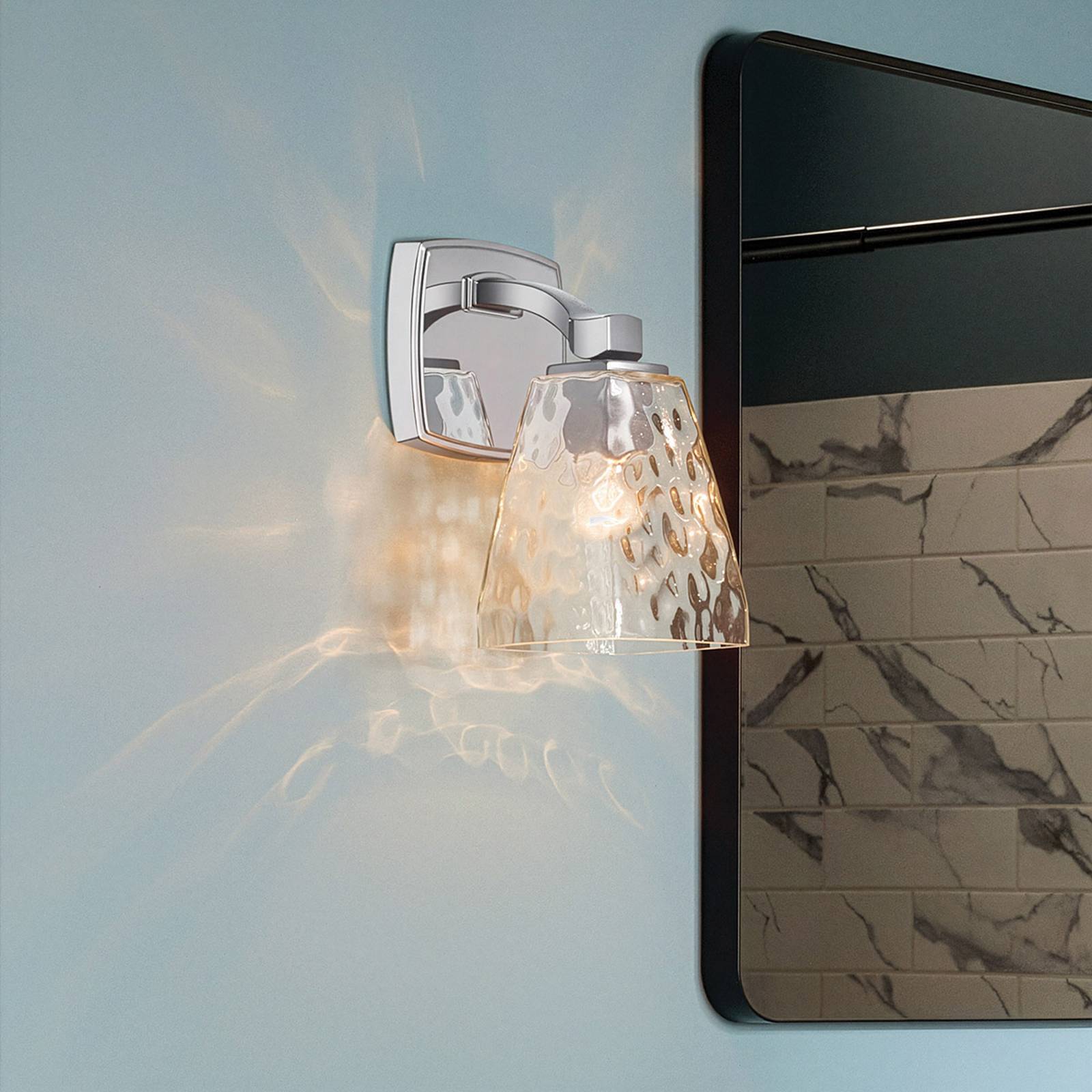 Kinkiet Marant, chrom/przezroczysty, wysokość 24 cm, IP44, G9-LED