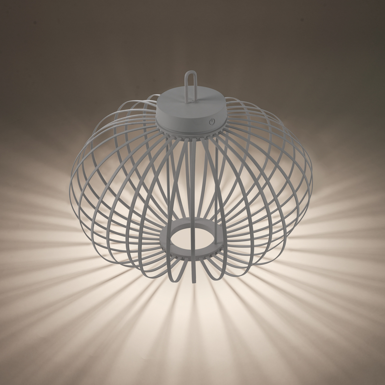 JUST LIGHT. LED-bordslampa Akuba grå-beige 37cm bambu