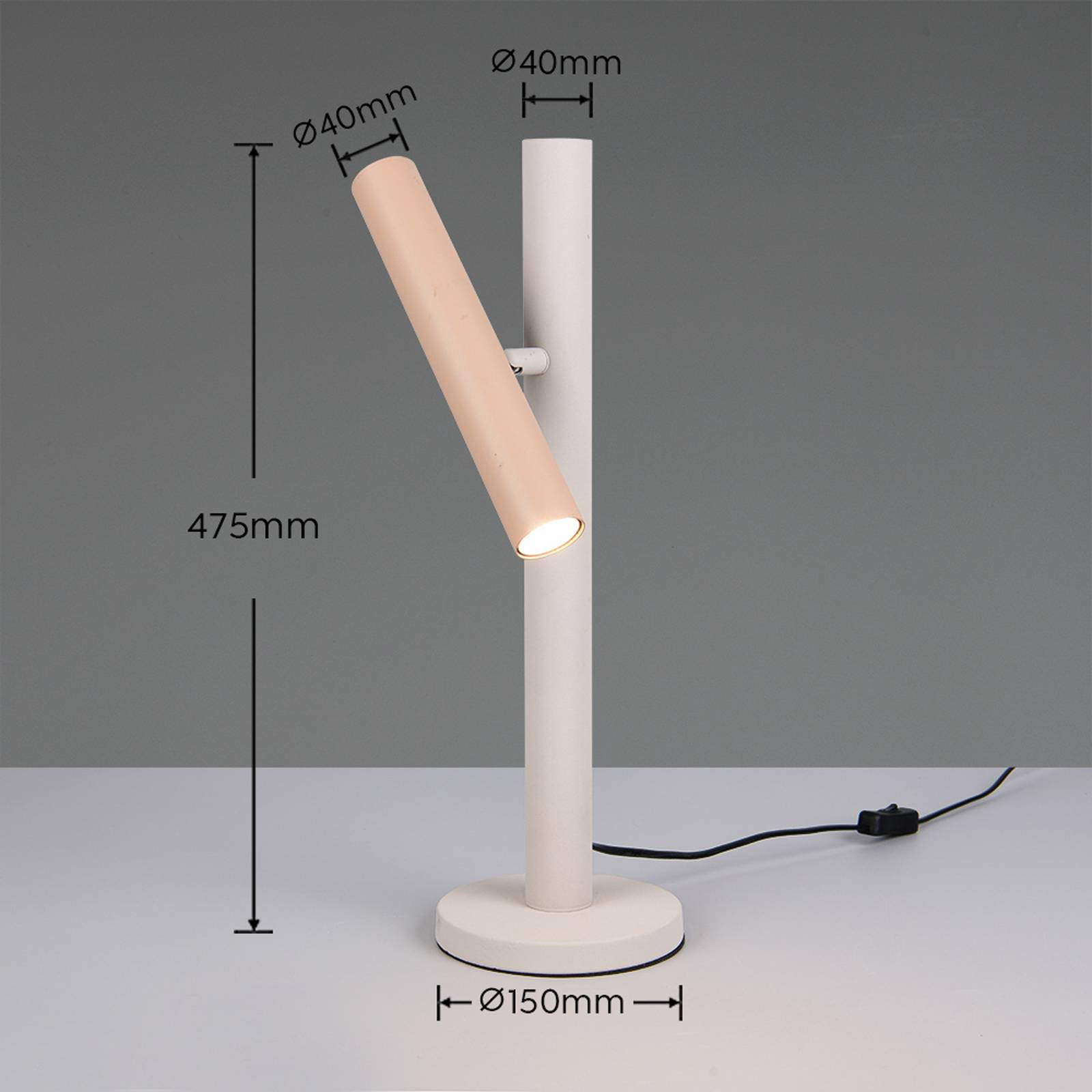 Bordlampe Terloa, fargerik, høyde 47 cm, metall