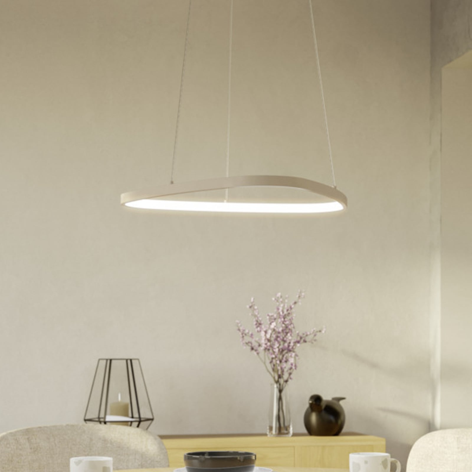 Suspension LED EGLO LEPORANO, beige, Ø 54 cm, CCT, métal