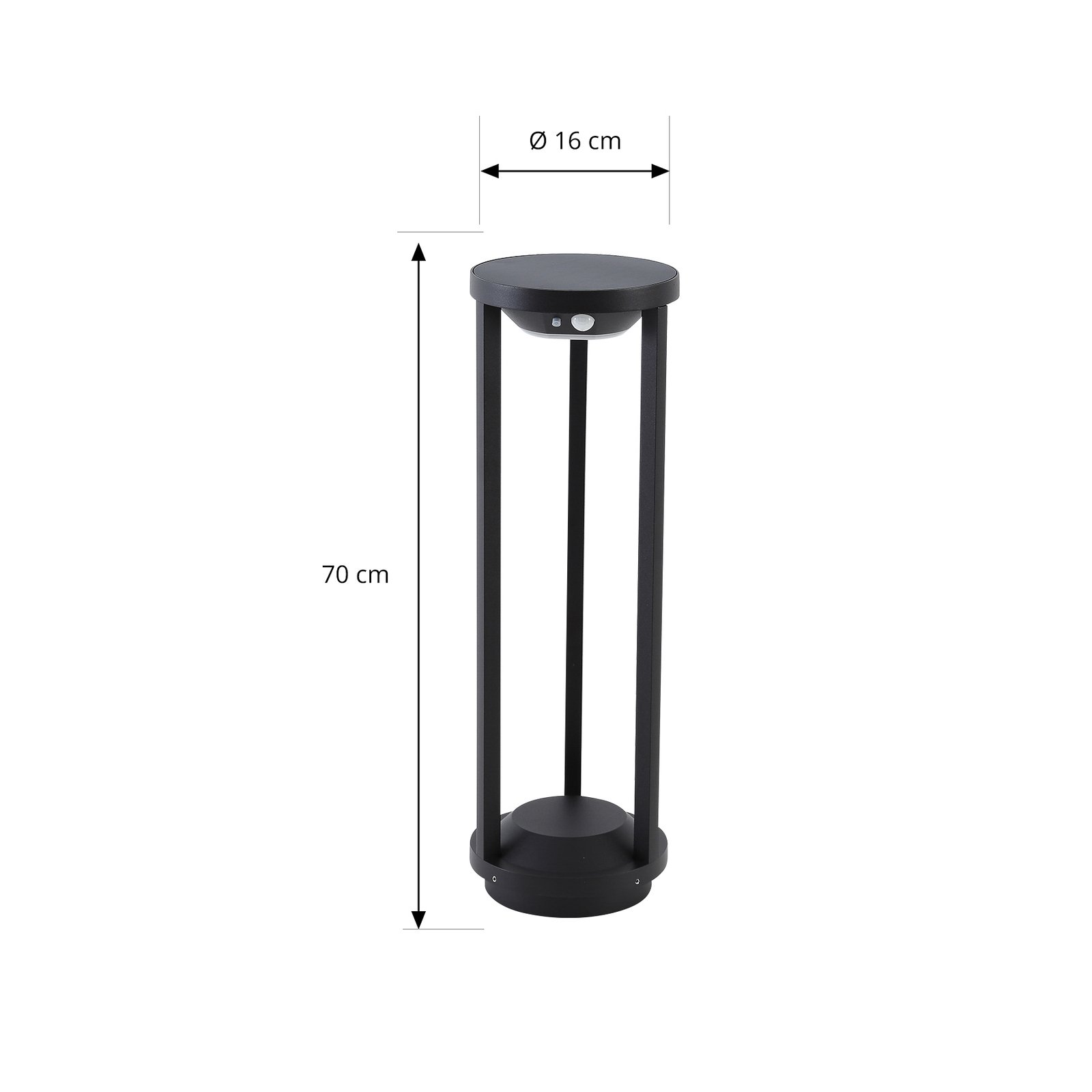 Lucande Evelis LED solcellslampa, svart, aluminium, sensor