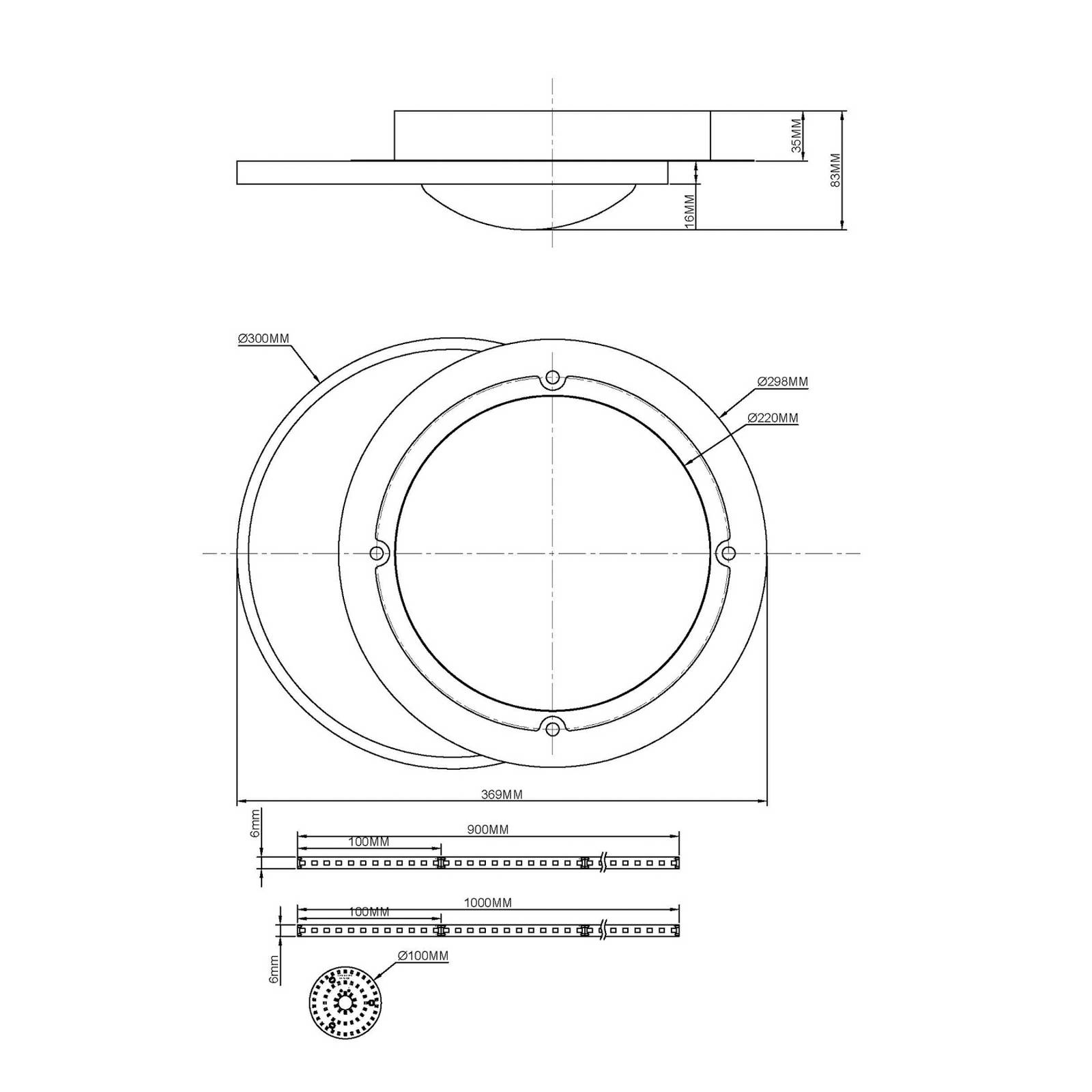 Lampa sufitowa LED Moon, czarna/szara, metalowa, 37 cm