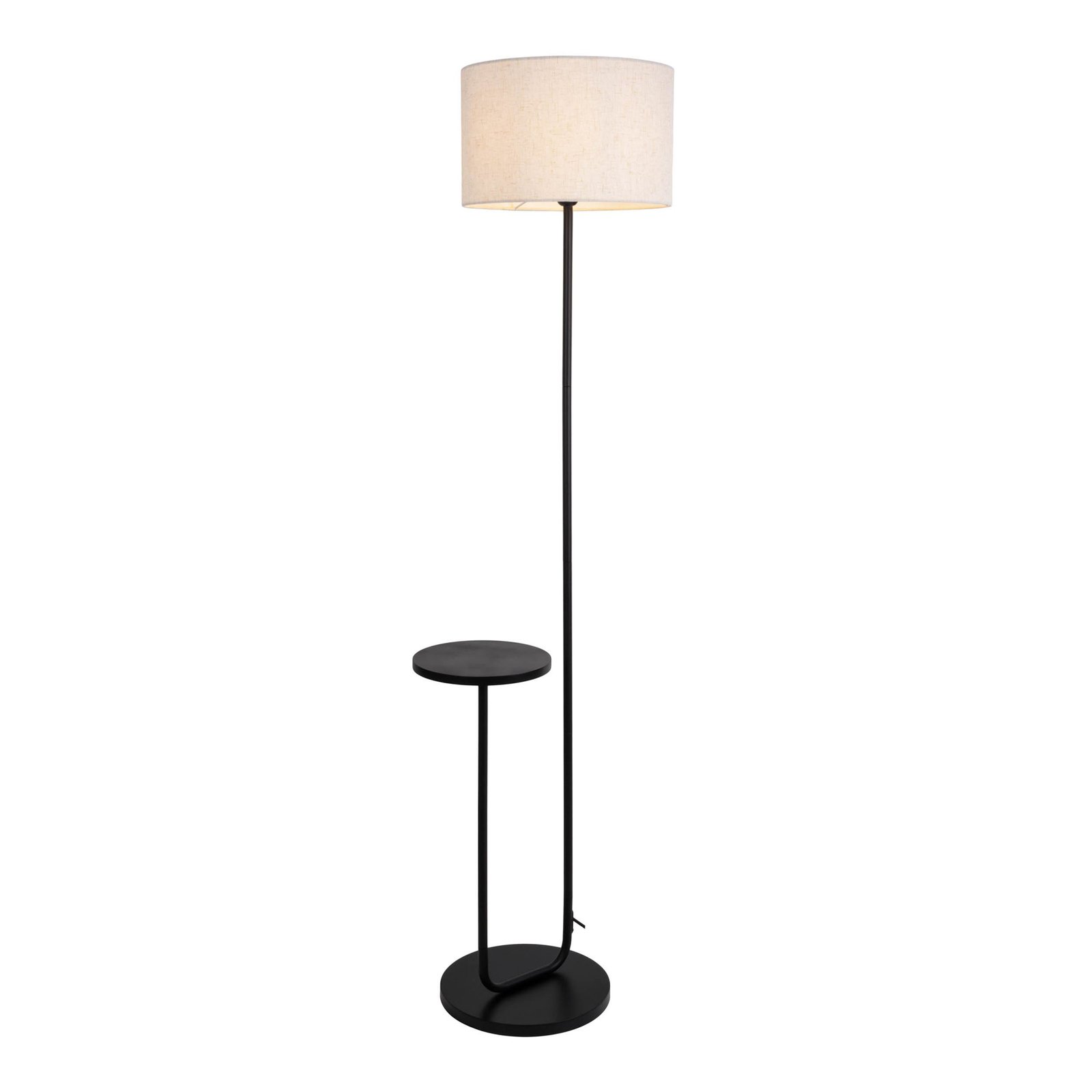 Tordis floor lamp, black/white, textile, height 157 cm Shelf