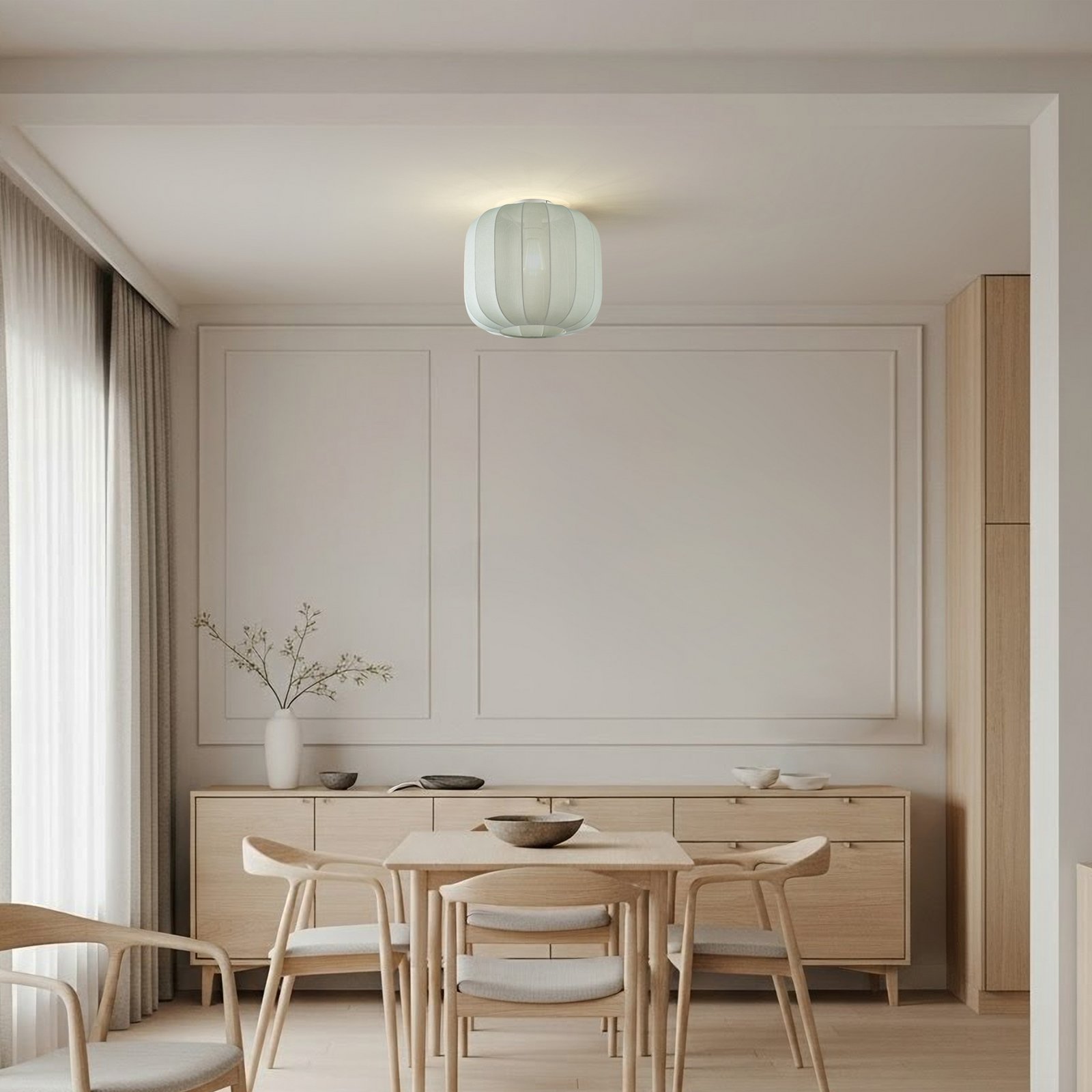 Lampa sufitowa Lindby Helin, niebieska, tkanina, Ø 35 cm