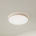 Lindby LED griestu lampa Zylo, smilškrāsā, Ø 49 cm, CCT, ar dimmeru