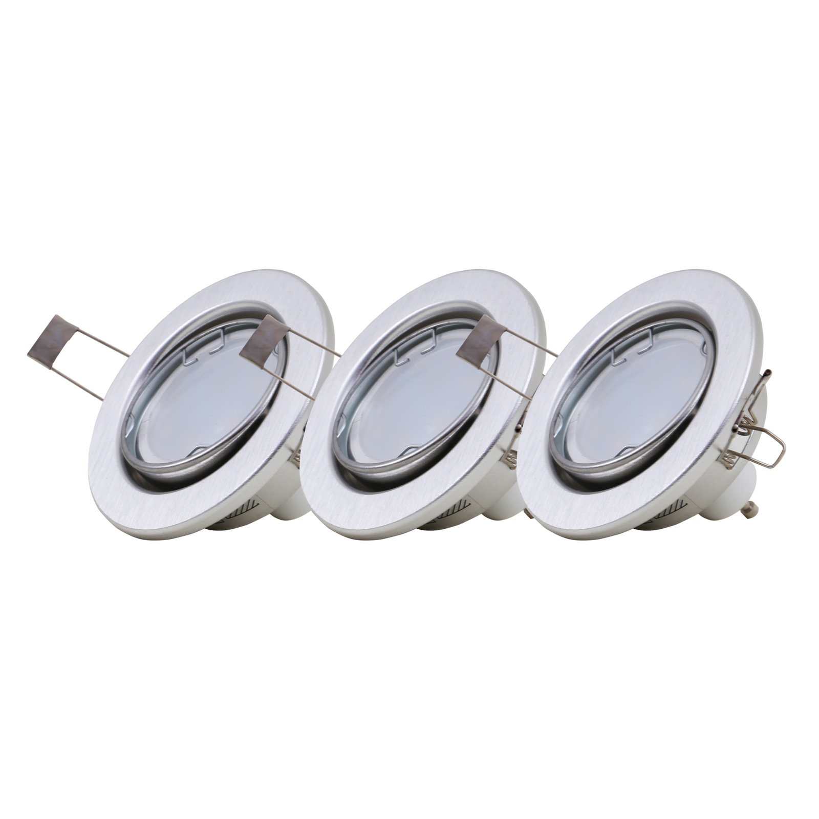 7221-039 Fit LED downlights set of 3, aluminium