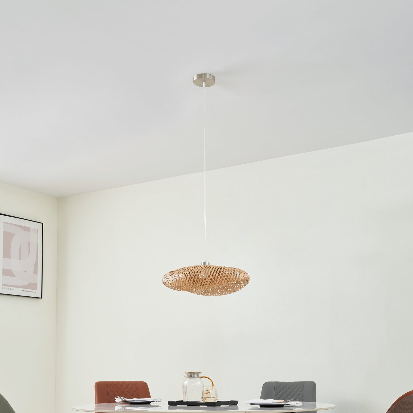 Lindby hanglamp Eleane, bamboe, naturel, Ø 50 cm