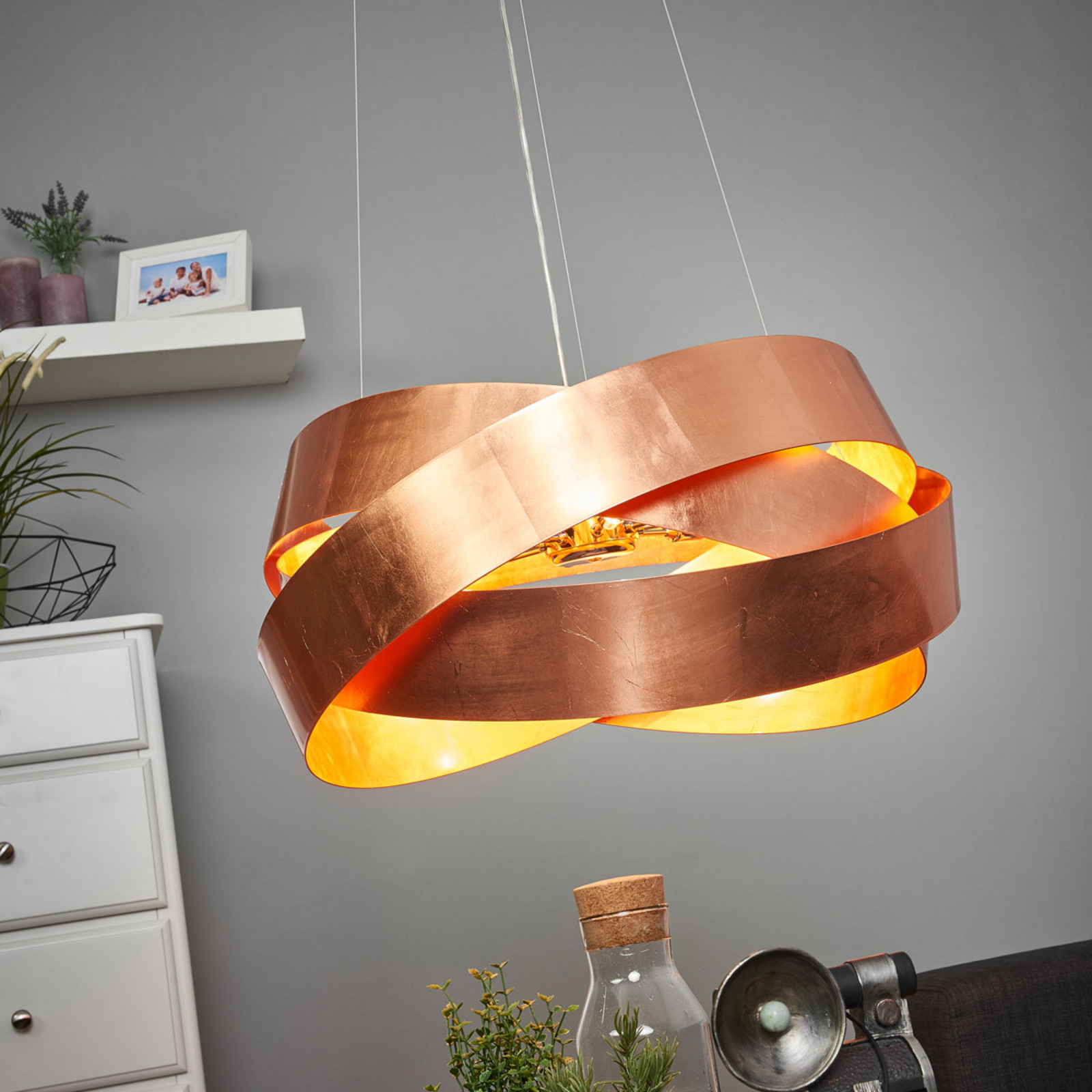 Marchetti Lampă suspendată Pura din cupru 60cm 8x G9 - Camera de zi / sufragerie - design - Metal