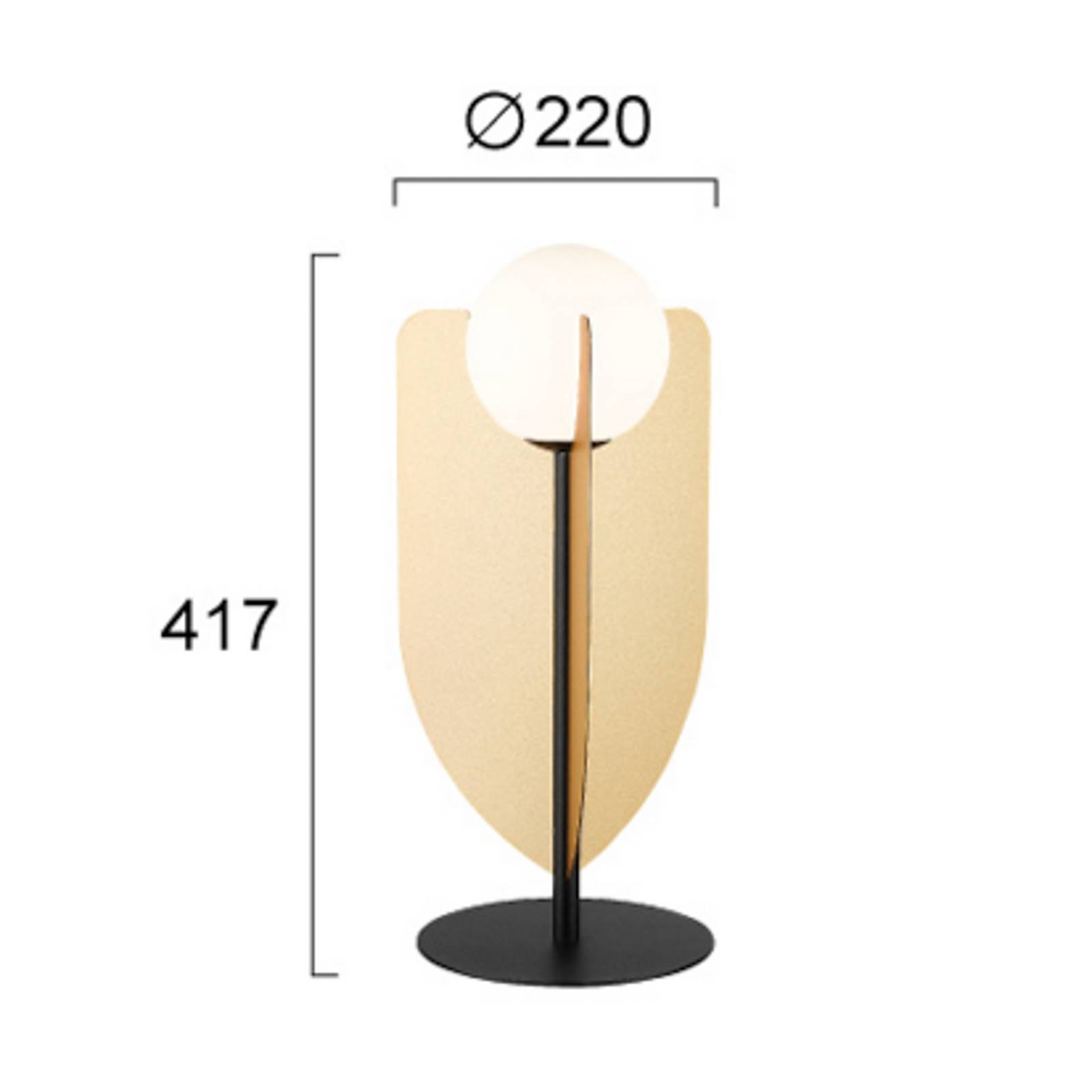 Tischlampe Fedora, Höhe 42 cm, goldfarben, Metall/Glas günstig online kaufen