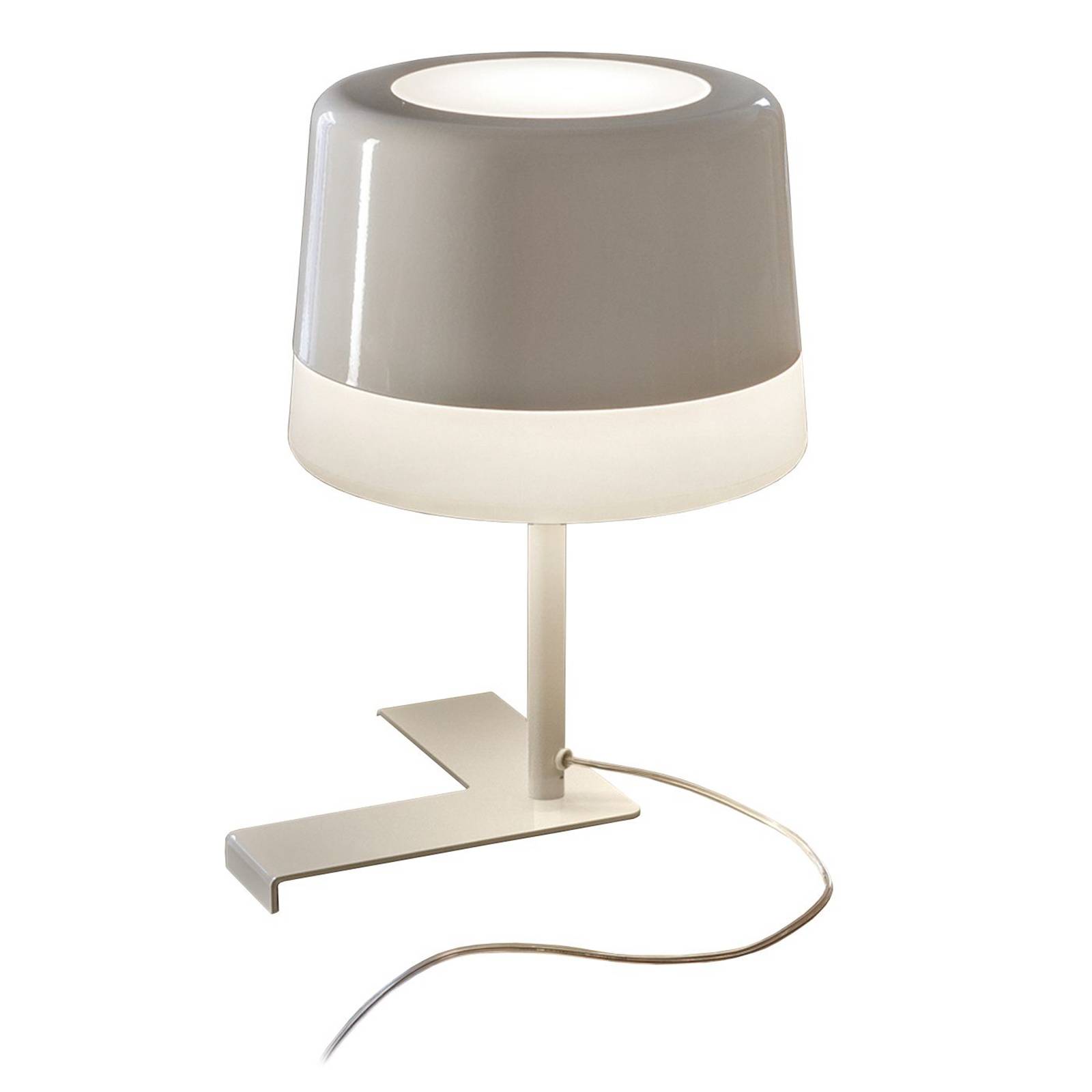 Prandina Gift T1 white table lamp, L-base, corner, for Living / Dining Room, steel, polyethylene, E27, 15 W, H: 43 cm