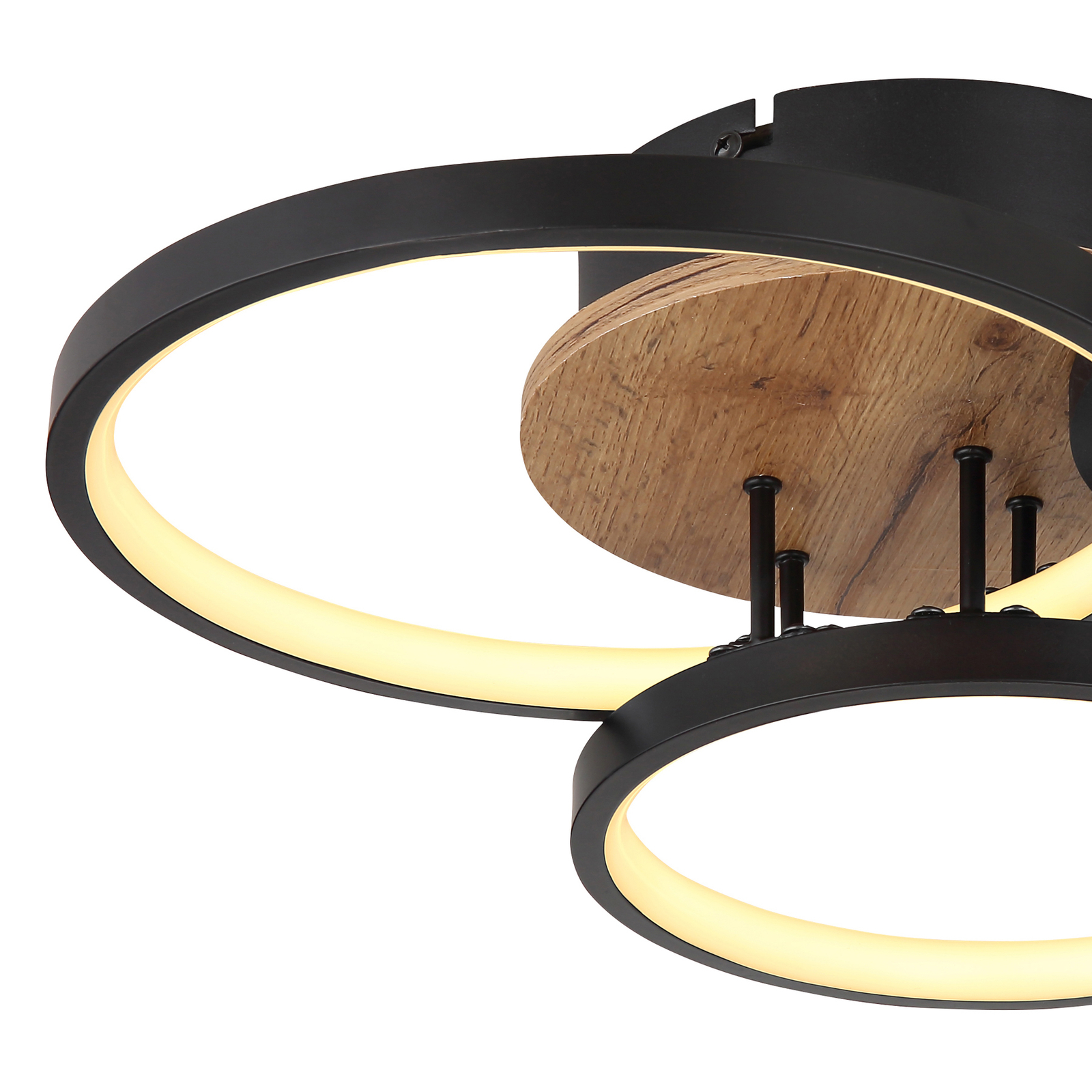 Plafón LED Sid con madera, 4 luces