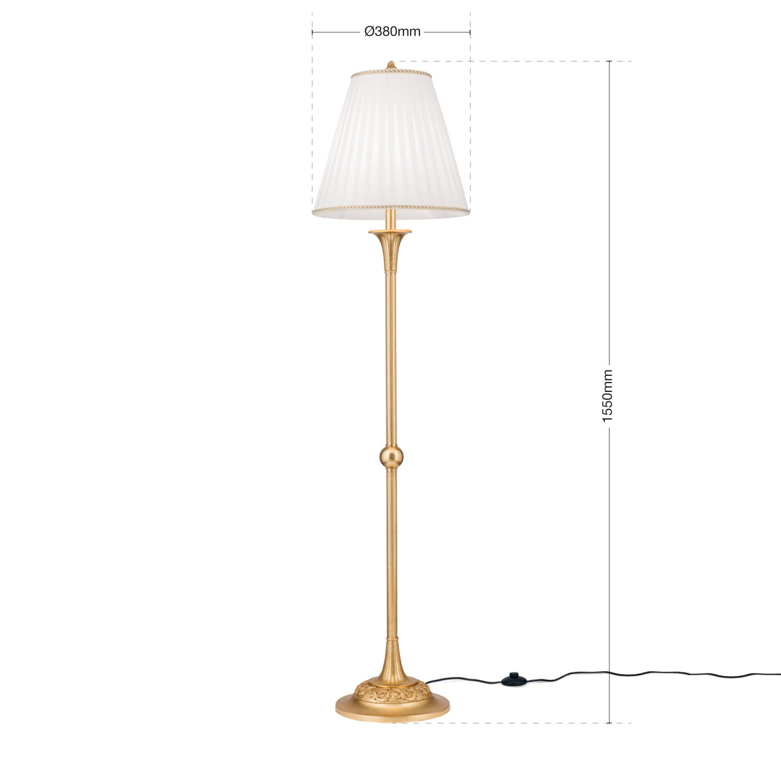 Stylowa lampa stojąca DONATA z plisowanym abażurem