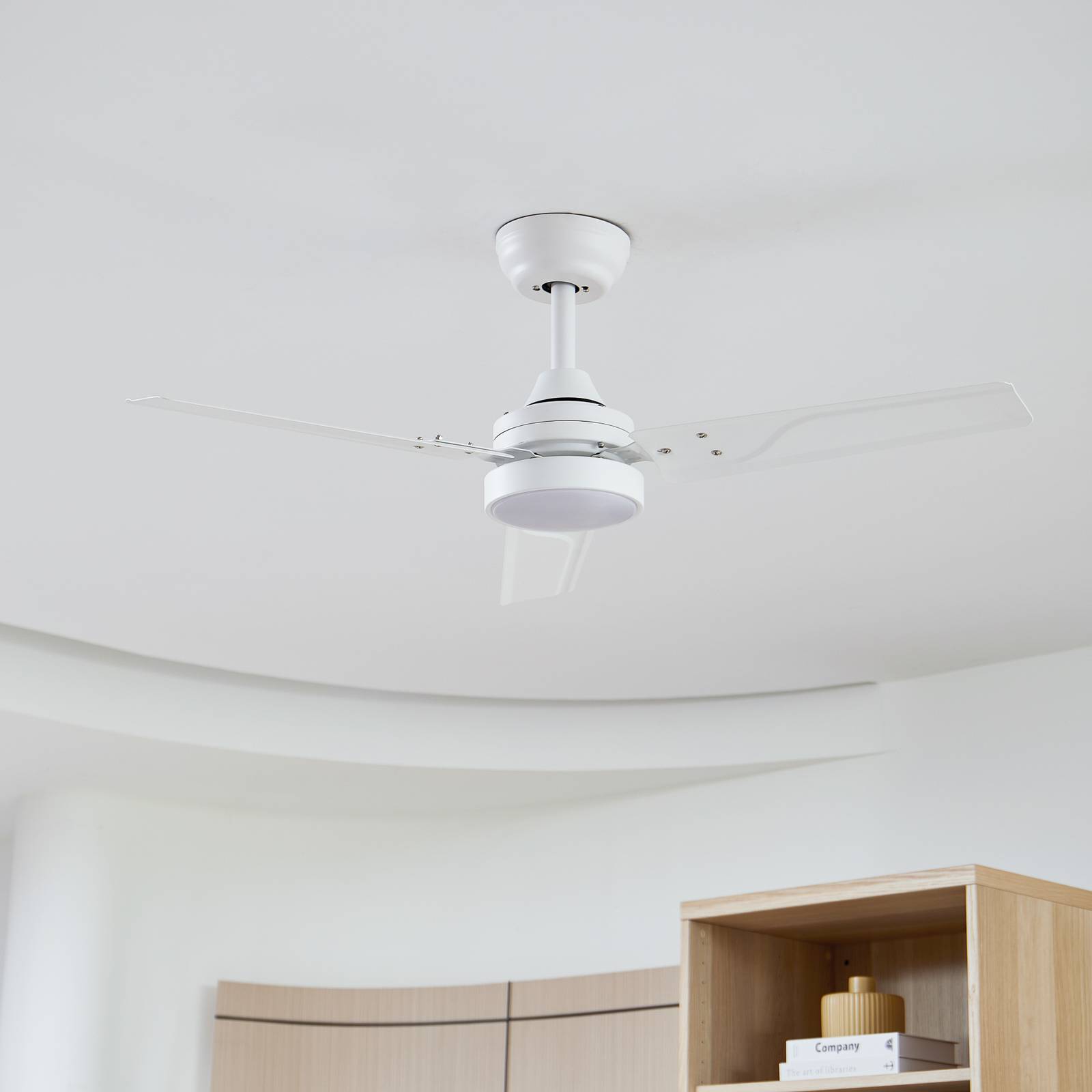 Lindby LED mennyezeti ventilátor Aerallo, fehér, CCT, csendes