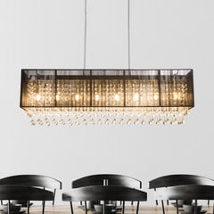 Colgante LED Bagana de metal, vidrio y seda