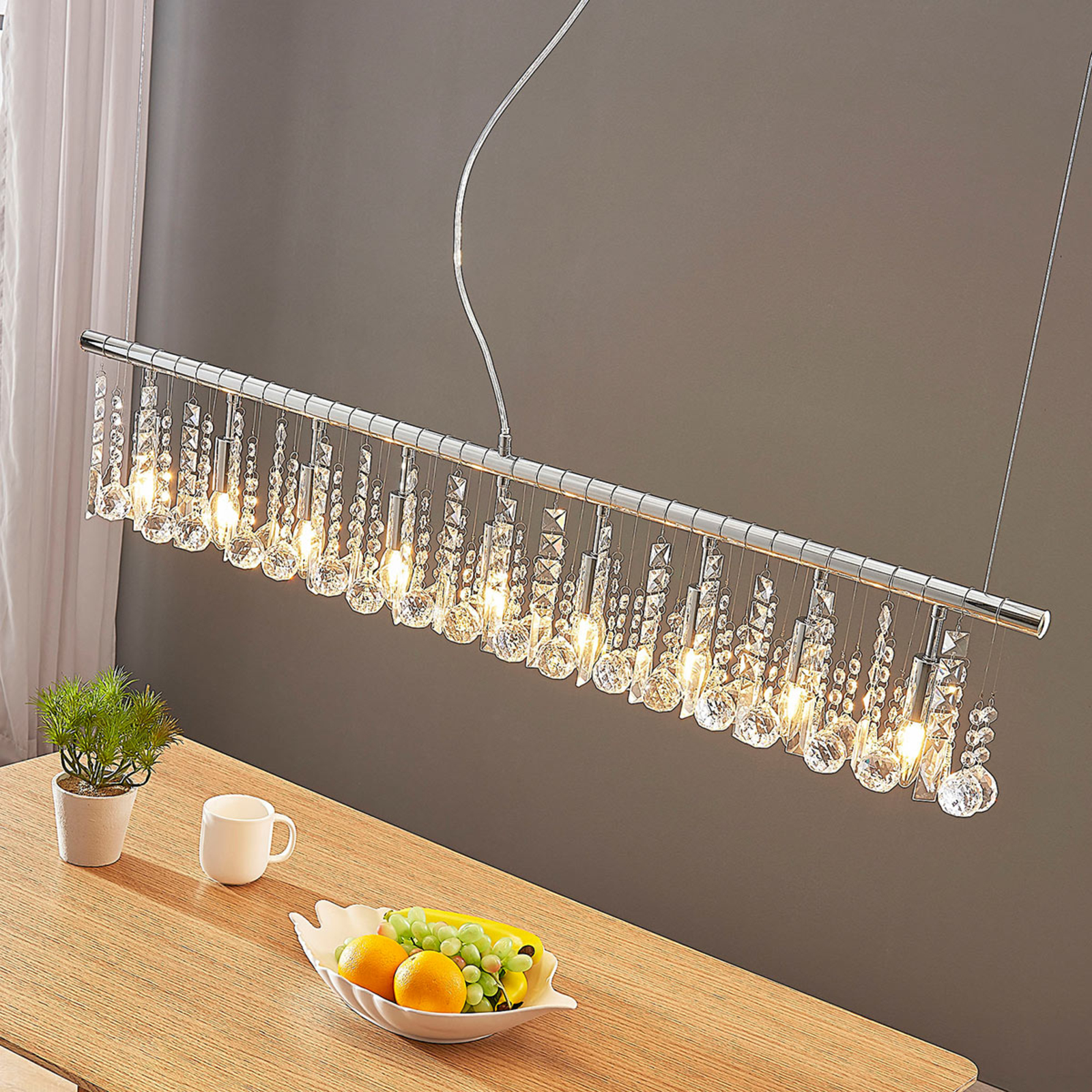 Neunflammige Pendelleuchte Matei, chrom