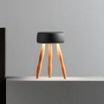 OLEV Drum designová stolní lampa aku dřevo/černá