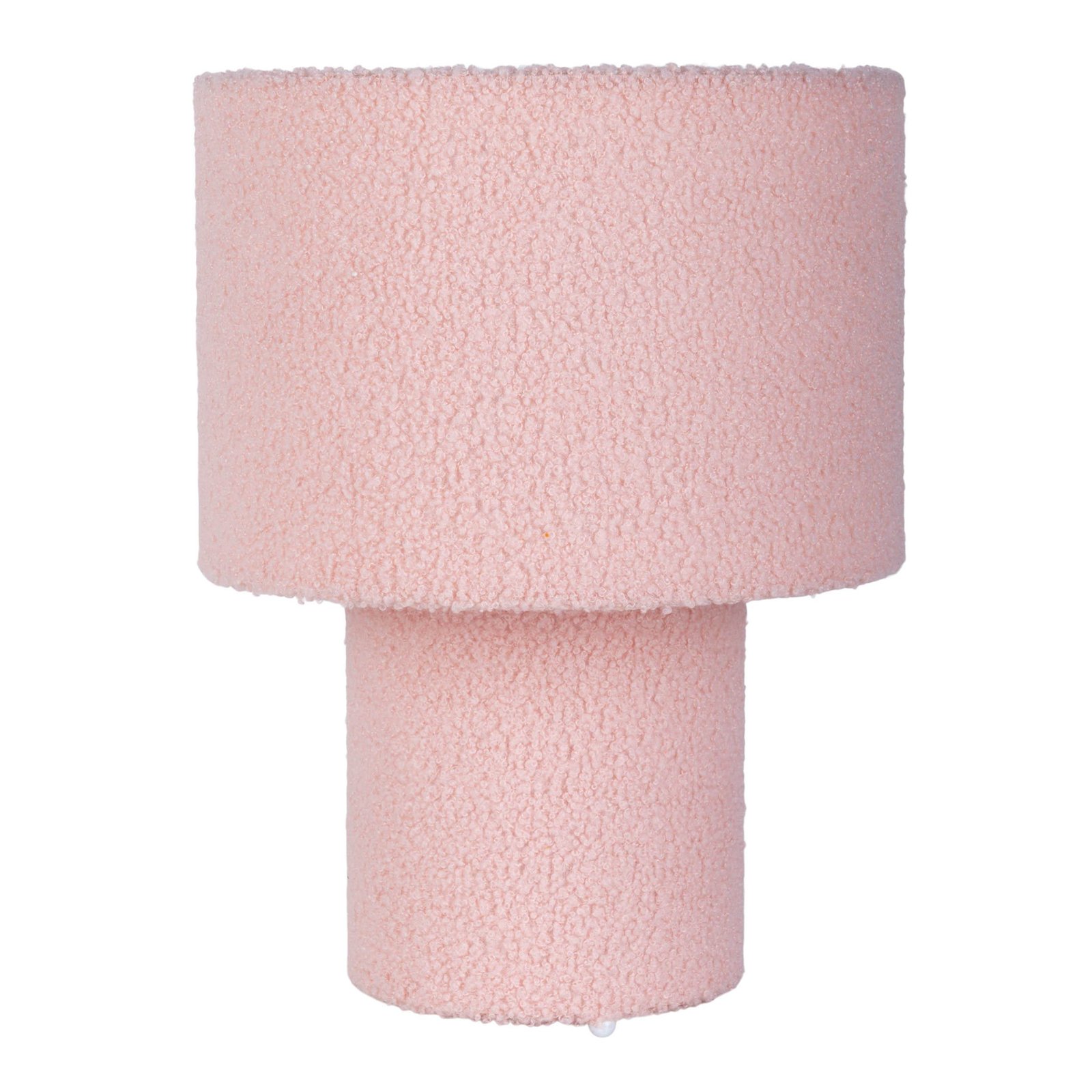 Lampe à poser Fluffy, rose, hauteur 31 cm textile E27 cylindrique