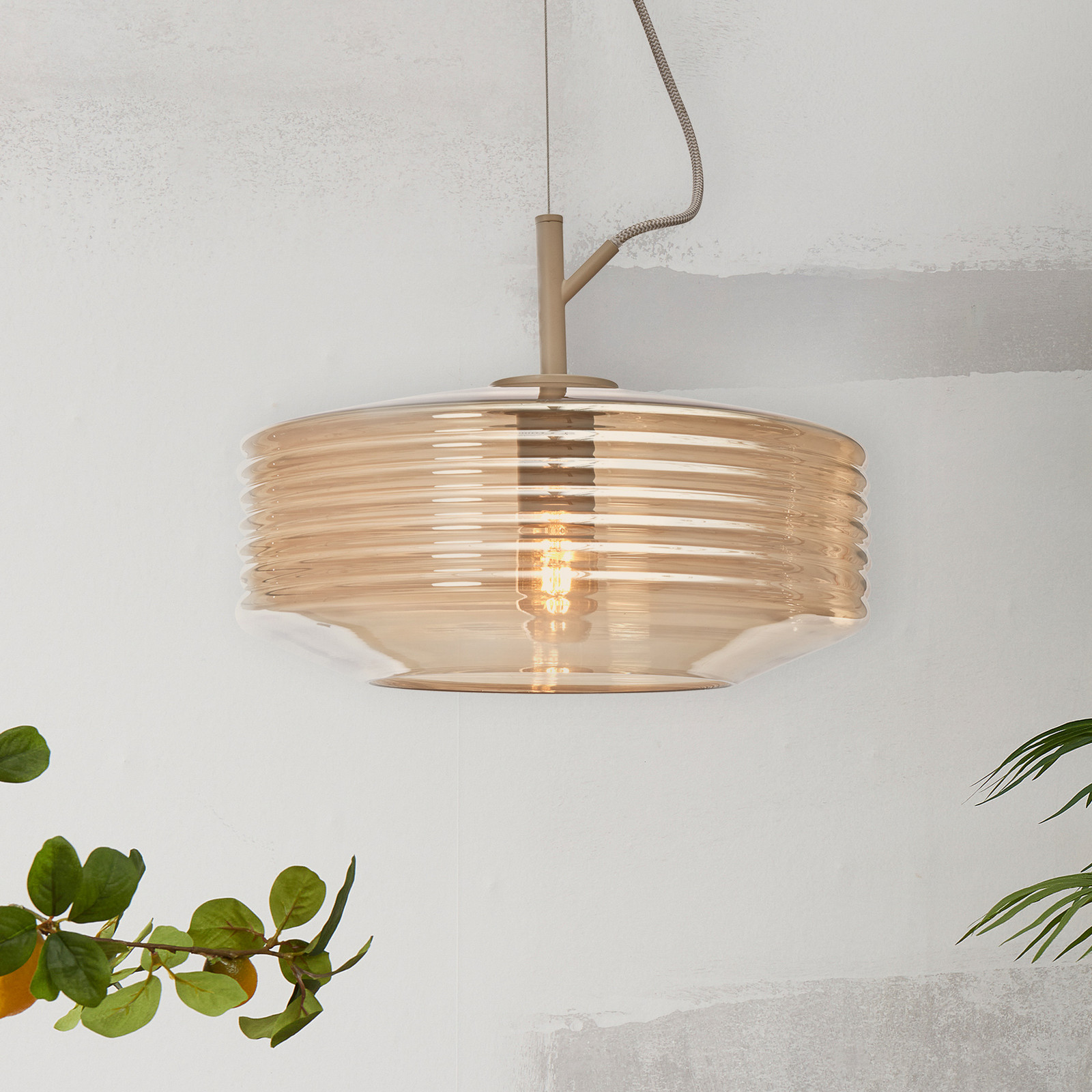 ITS ABOUT ROMI Lampă suspendată Verona chihlimbar sticlă E27 - Camera de zi / sufragerie - Design