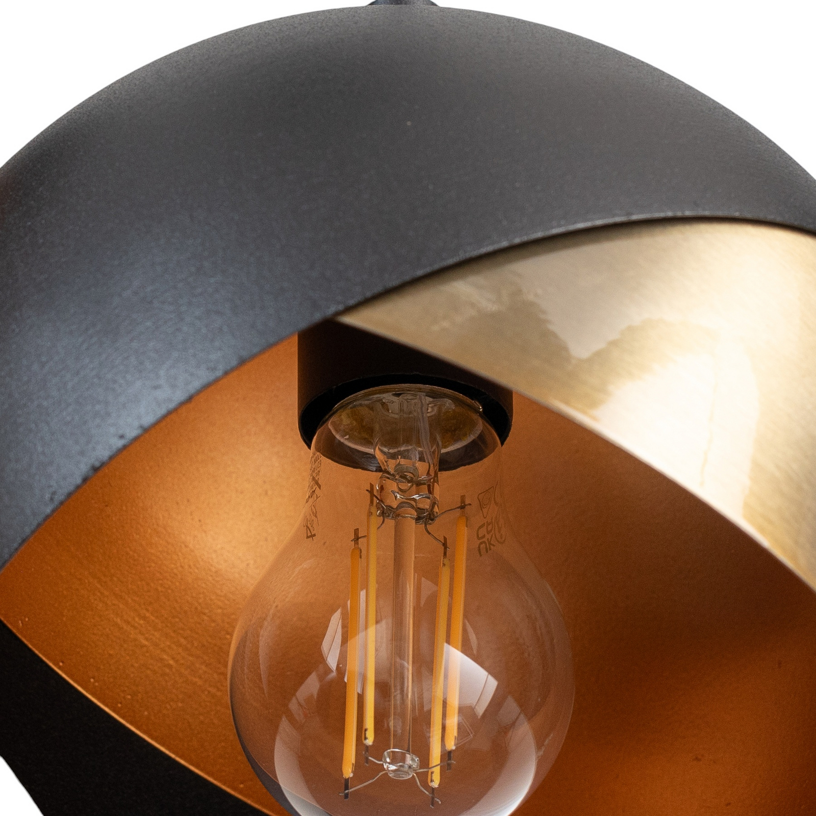 Berceste 252-S2 pendant light, black/gold metal, 3-bulb, round