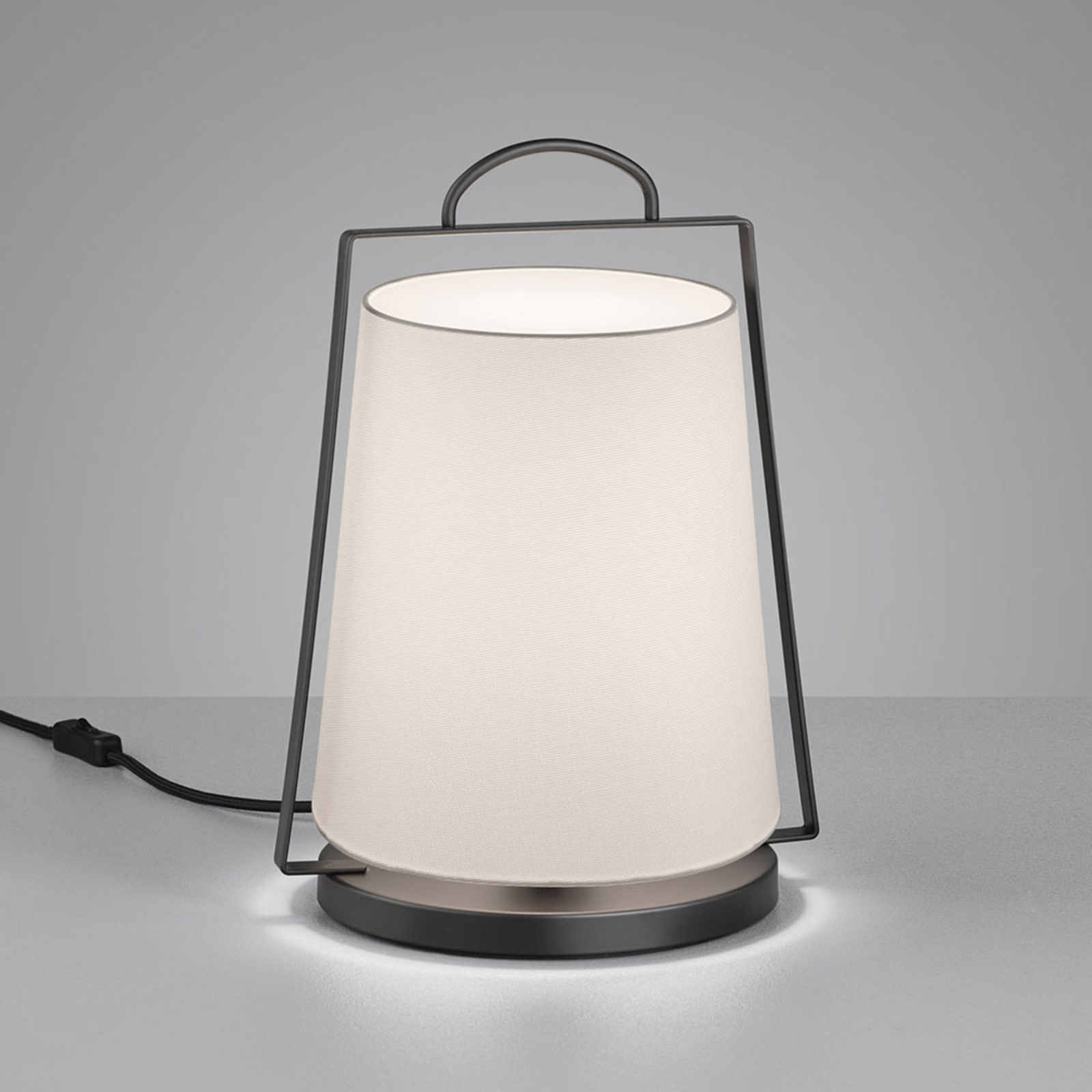 Helestra Uka table lamp, white fabric lampshade, for Living / Dining Room, fabric, metal, E27, 60 W, energy efficiency: A++, L: 28 cm, W: 24 cm, H: 39 cm